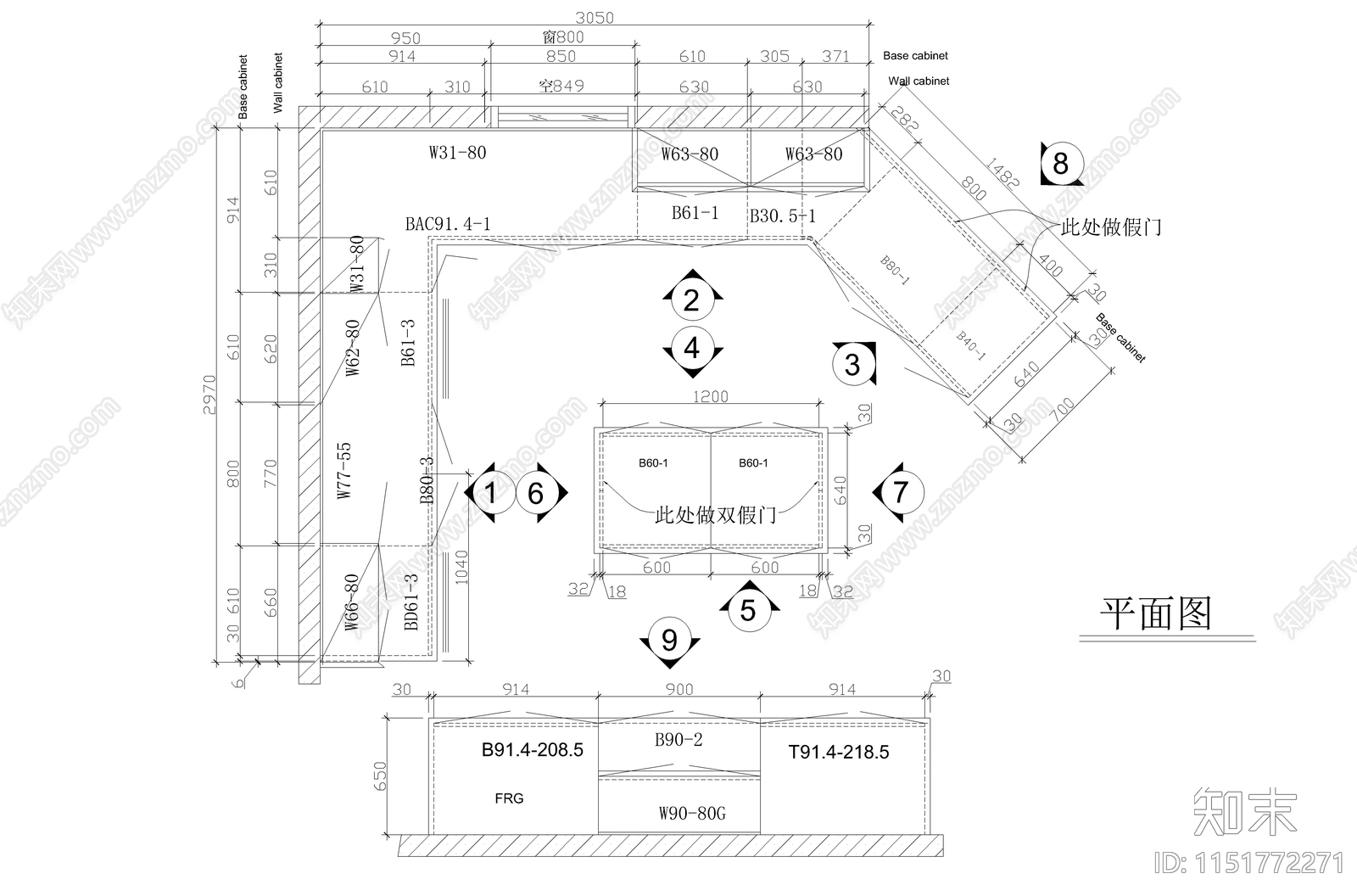 厨柜设计图纸施工图下载【ID:1151772271】