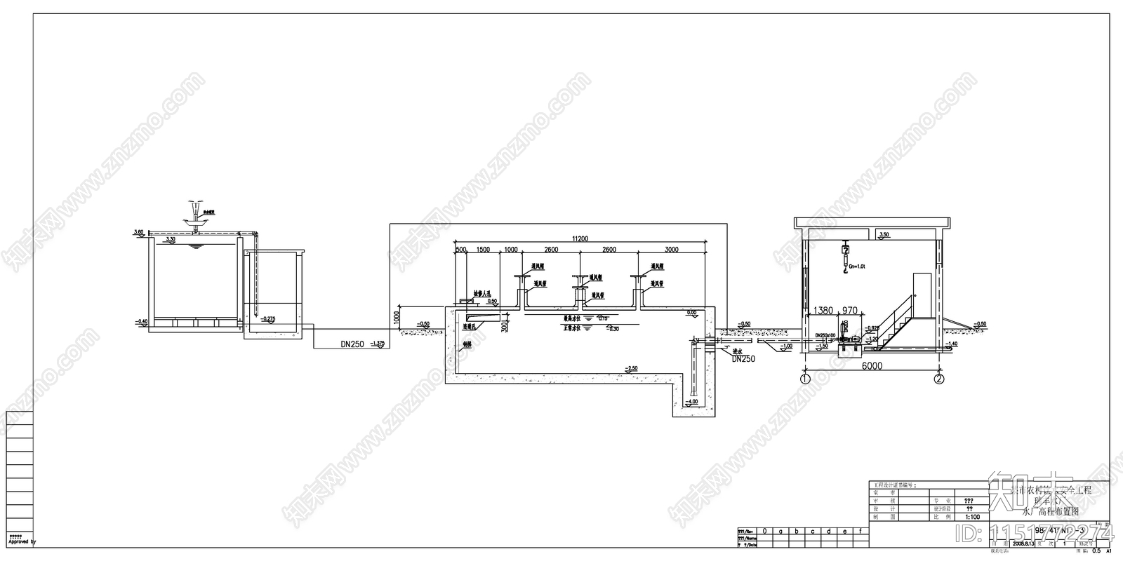 农村安全饮水工程某水厂管网布置图cad施工图下载【ID:1151772274】