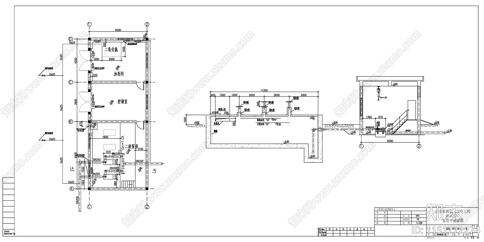 农村安全饮水工程某水厂管网布置图cad施工图下载【ID:1151772274】