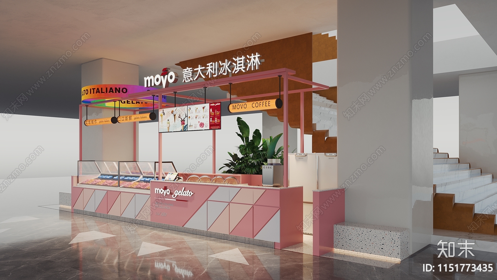 现代时尚冰淇淋店3D模型下载【ID:1151773435】