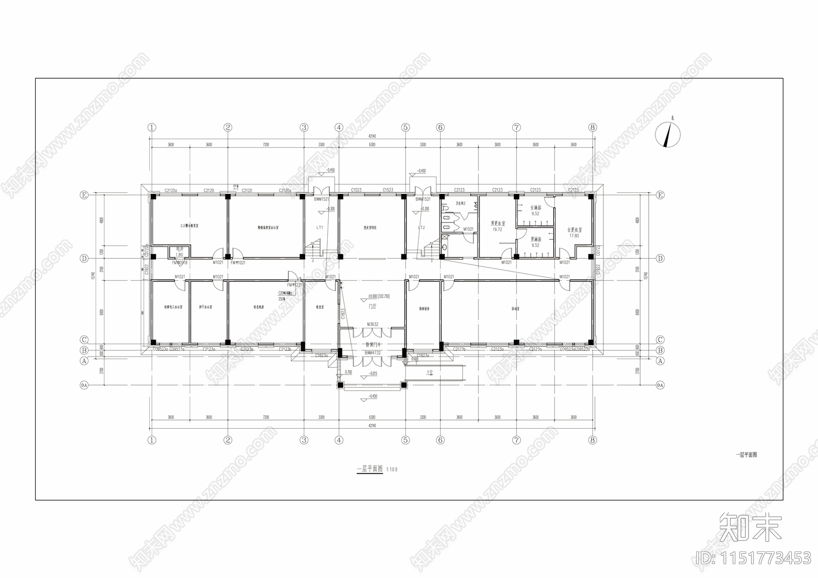 三层独栋办公楼cad施工图下载【ID:1151773453】