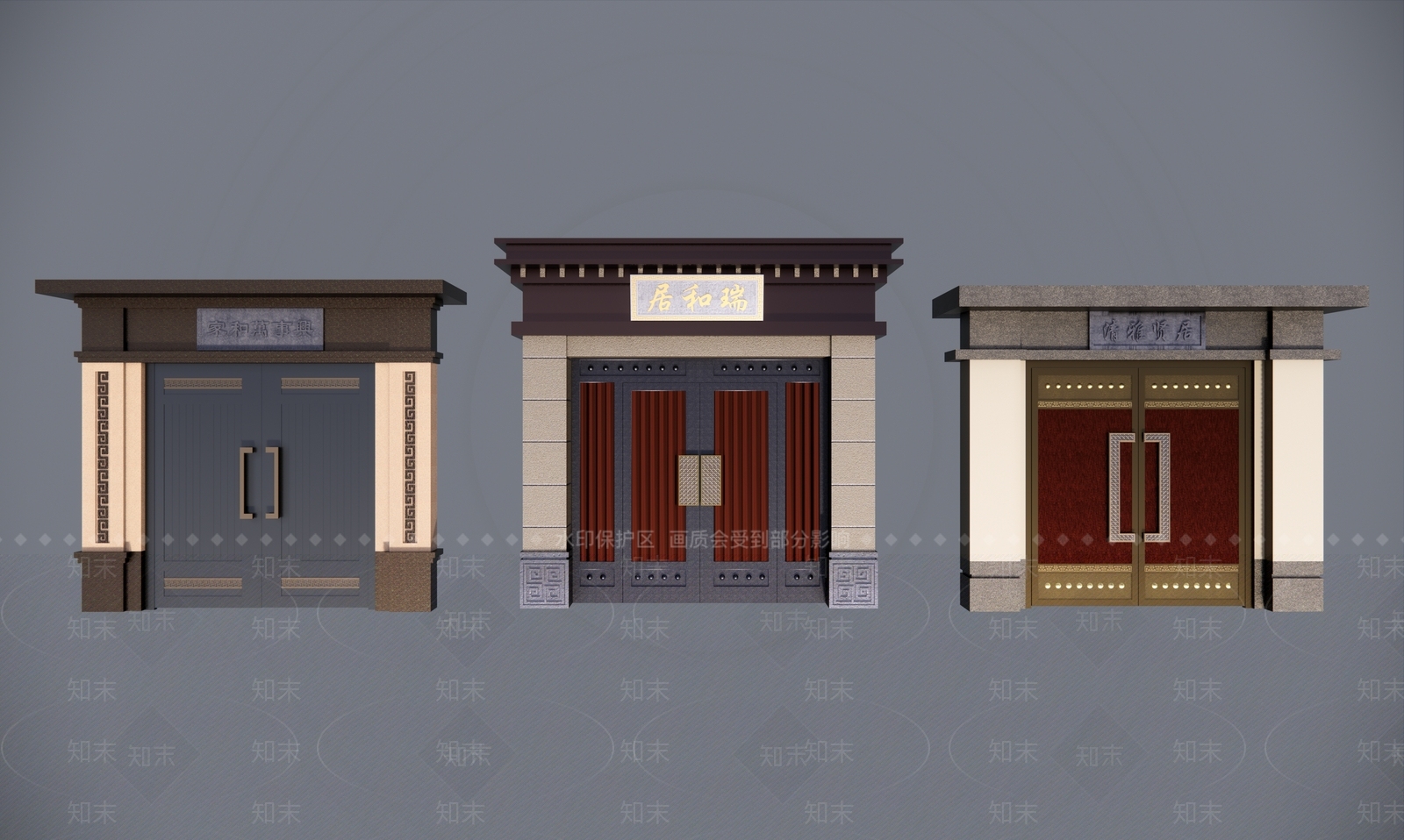 新中式别墅庭院大门SU模型下载【ID:1151774550】