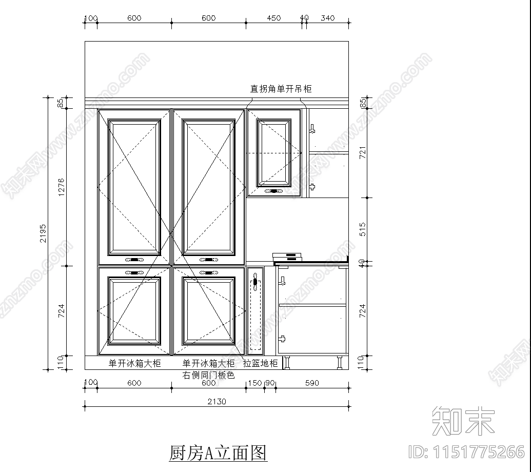 橱柜设计cad施工图下载【ID:1151775266】