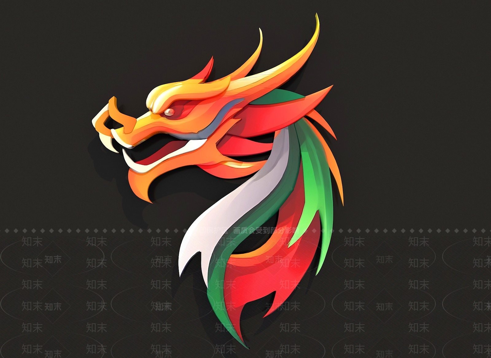 现代新年龙浮雕墙饰3D模型下载【ID:1151777567】