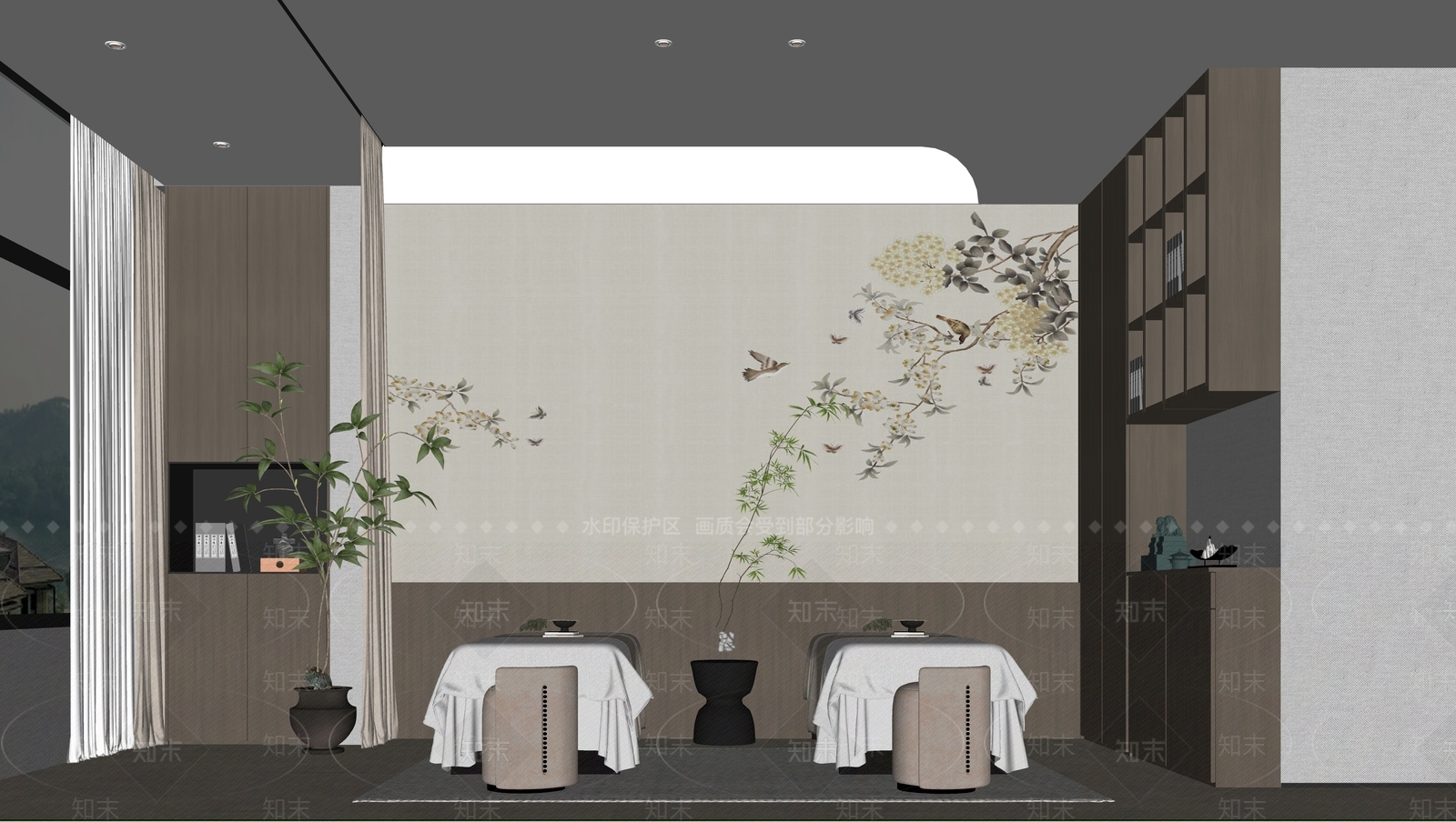 新中式SPA包间SU模型下载【ID:1151777962】