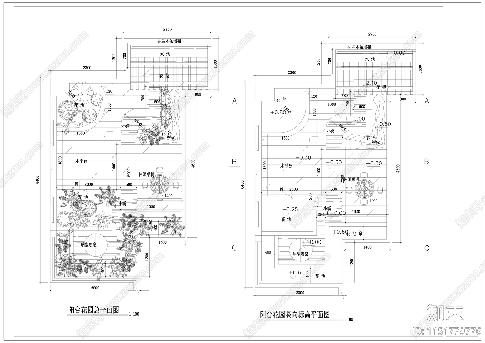 现代别墅庭院小花园喷泉水池小溪景观平面图施工图下载【ID:1151779776】