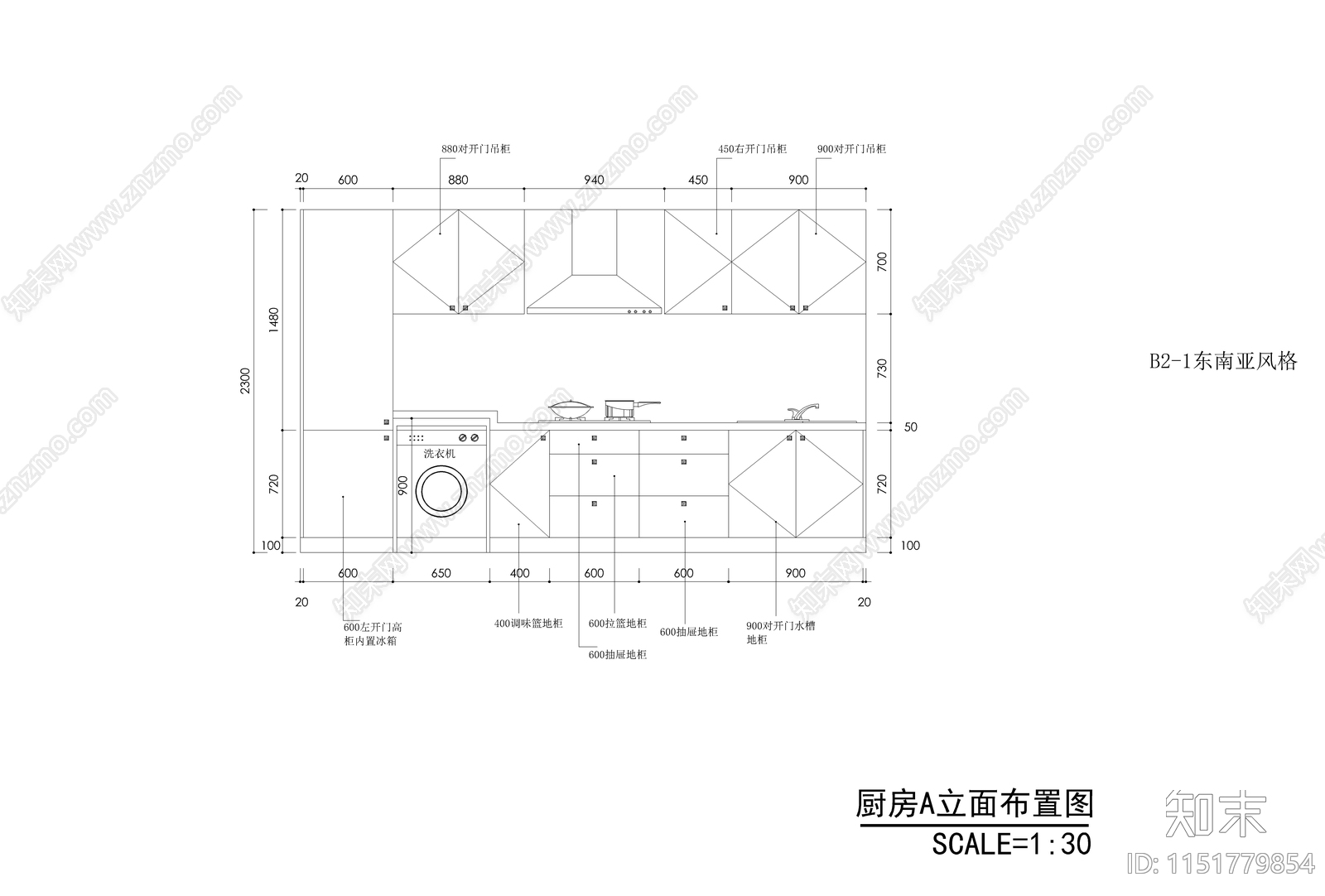 东南亚风格橱柜cad施工图下载【ID:1151779854】