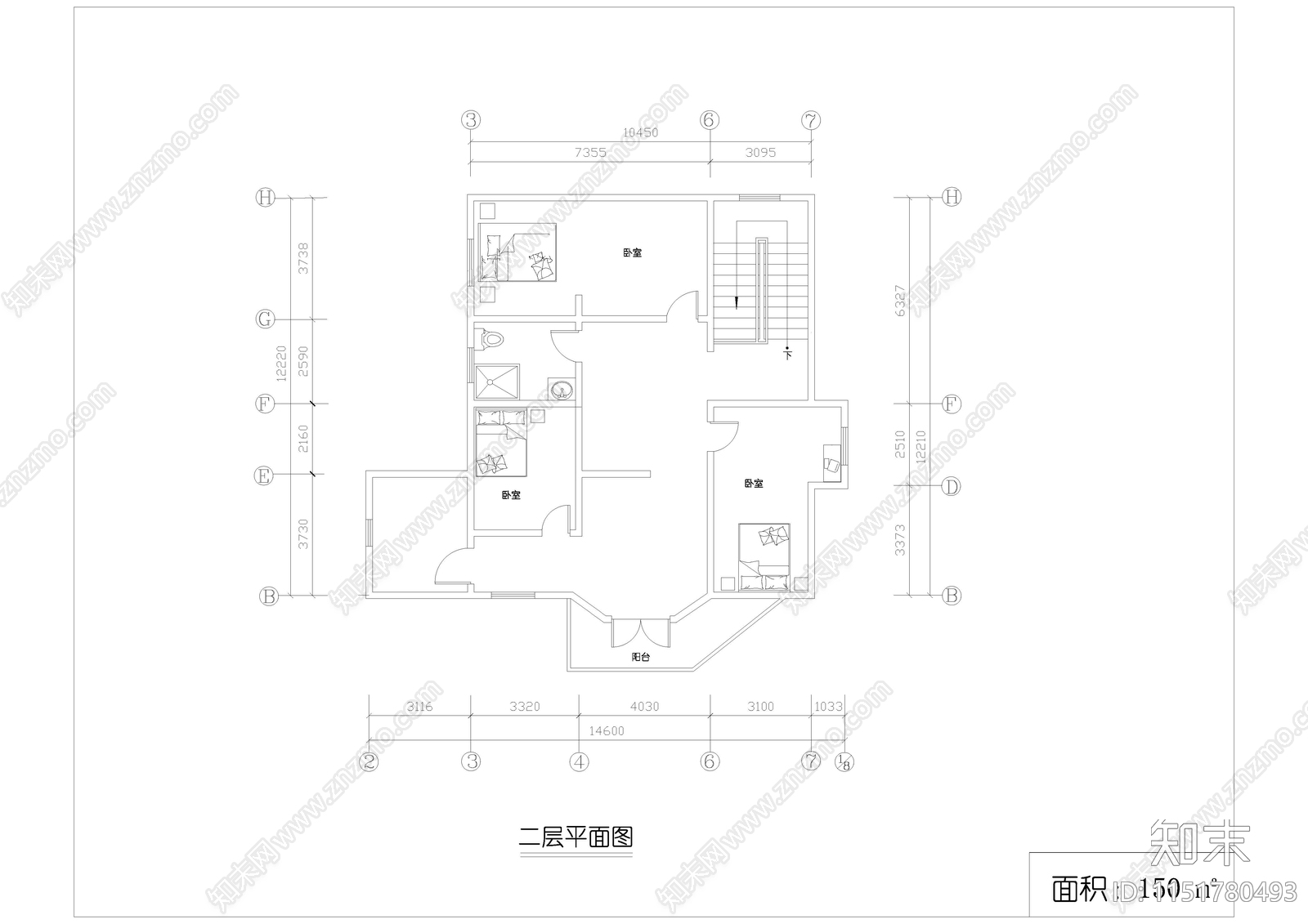 现代多套别墅室内布置平面图cad施工图下载【ID:1151780493】