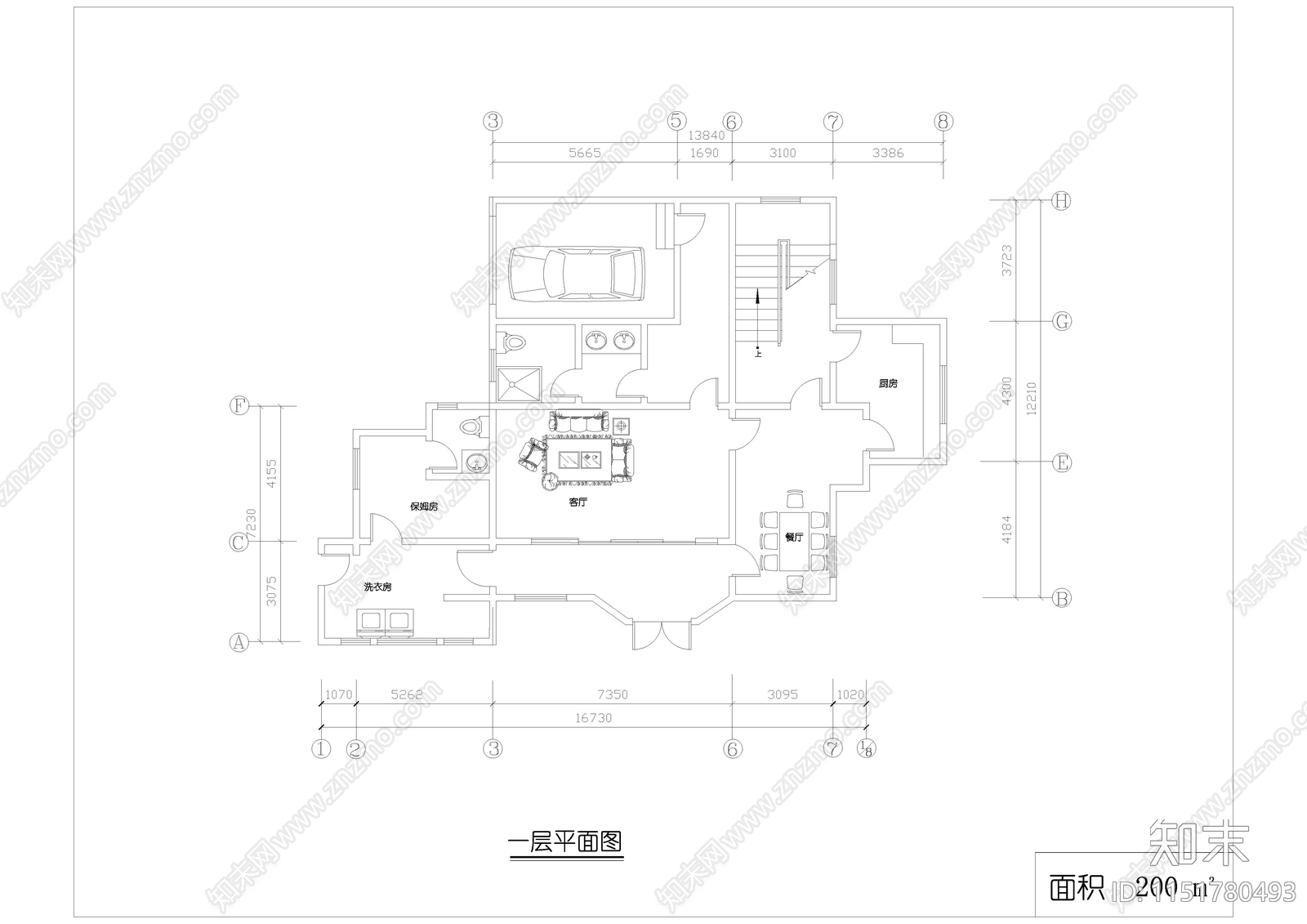 现代多套别墅室内布置平面图cad施工图下载【ID:1151780493】