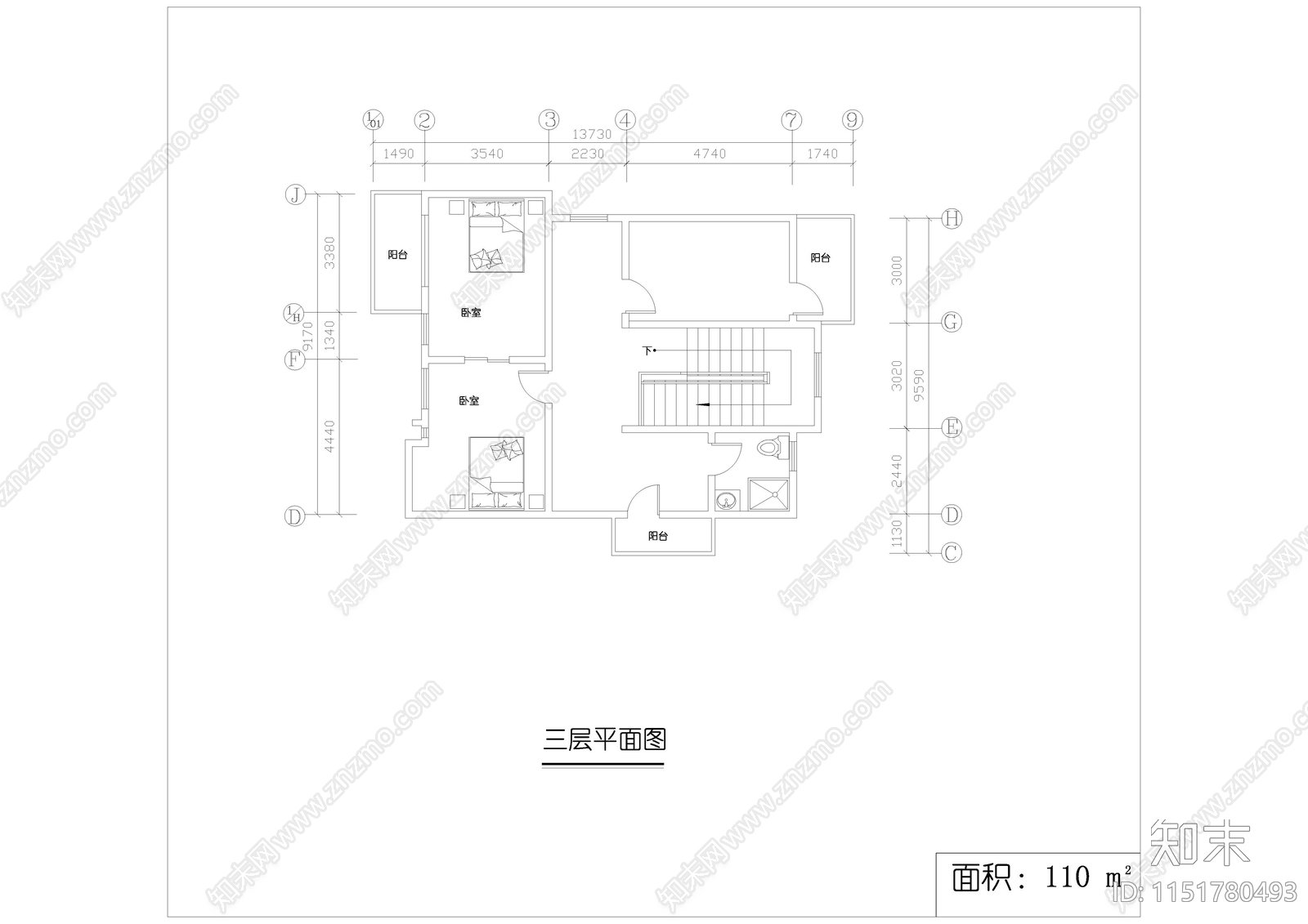 现代多套别墅室内布置平面图cad施工图下载【ID:1151780493】