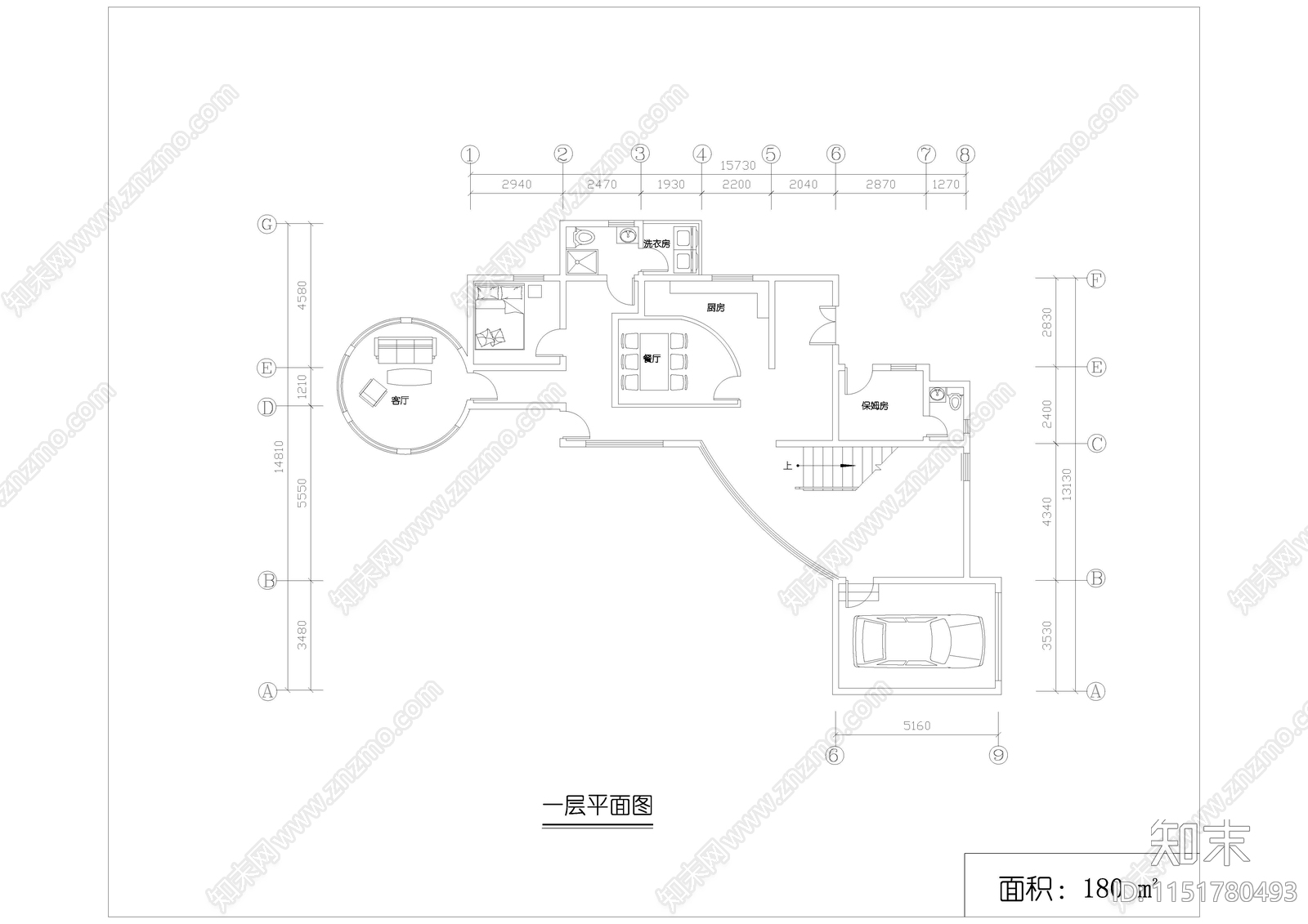 现代多套别墅室内布置平面图cad施工图下载【ID:1151780493】