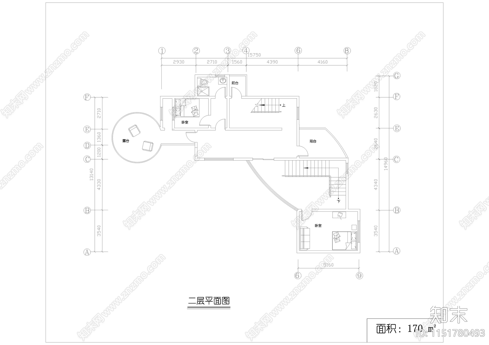 现代多套别墅室内布置平面图cad施工图下载【ID:1151780493】