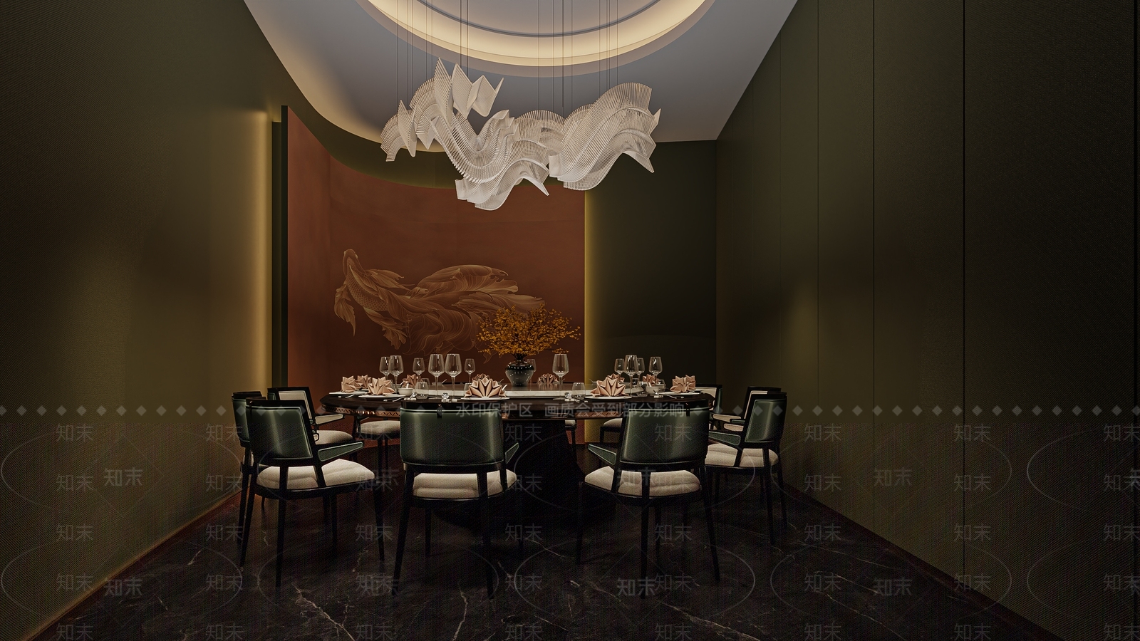 新中式餐厅餐饮包间3D模型下载【ID:1151780911】