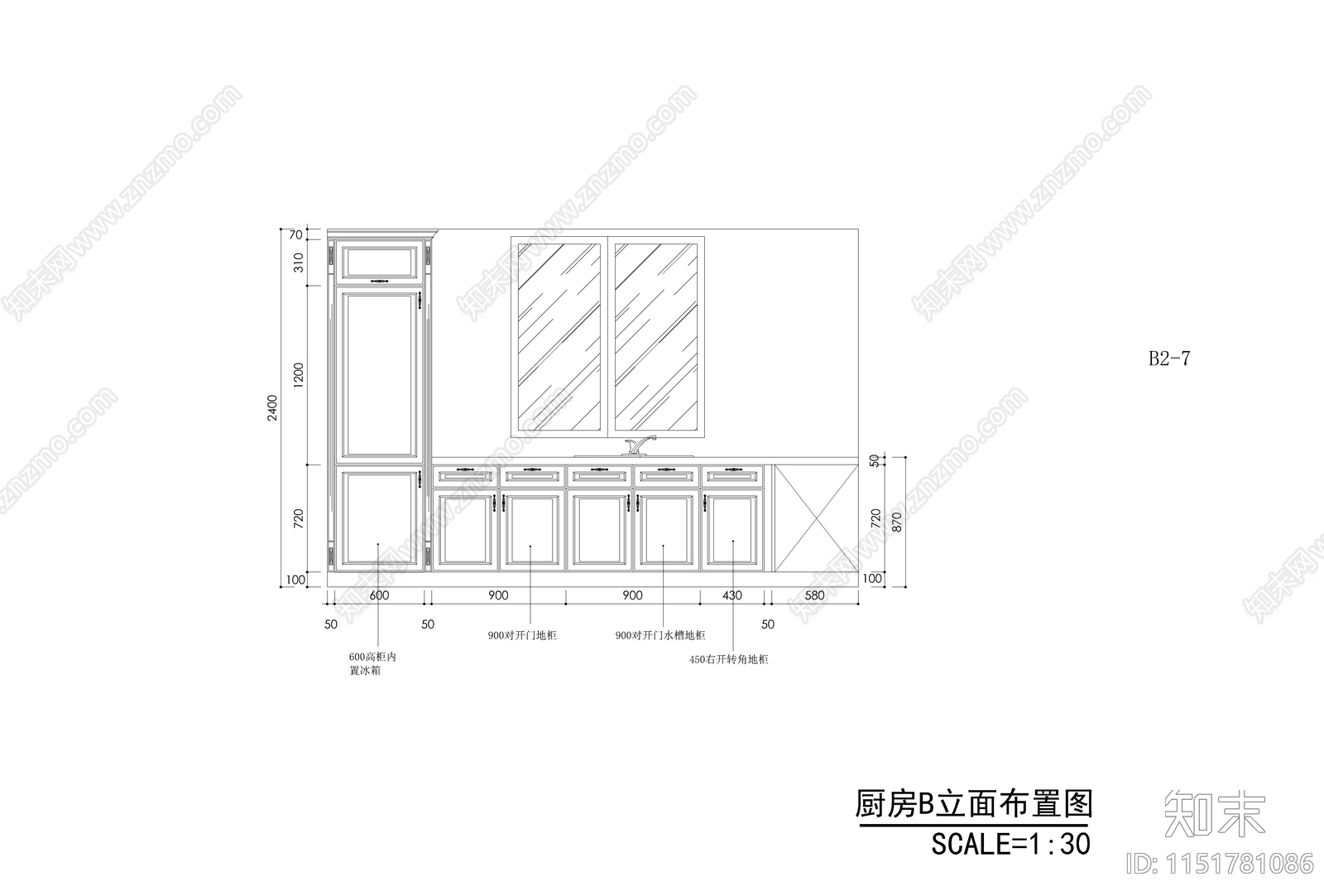 3套橱柜cad施工图下载【ID:1151781086】