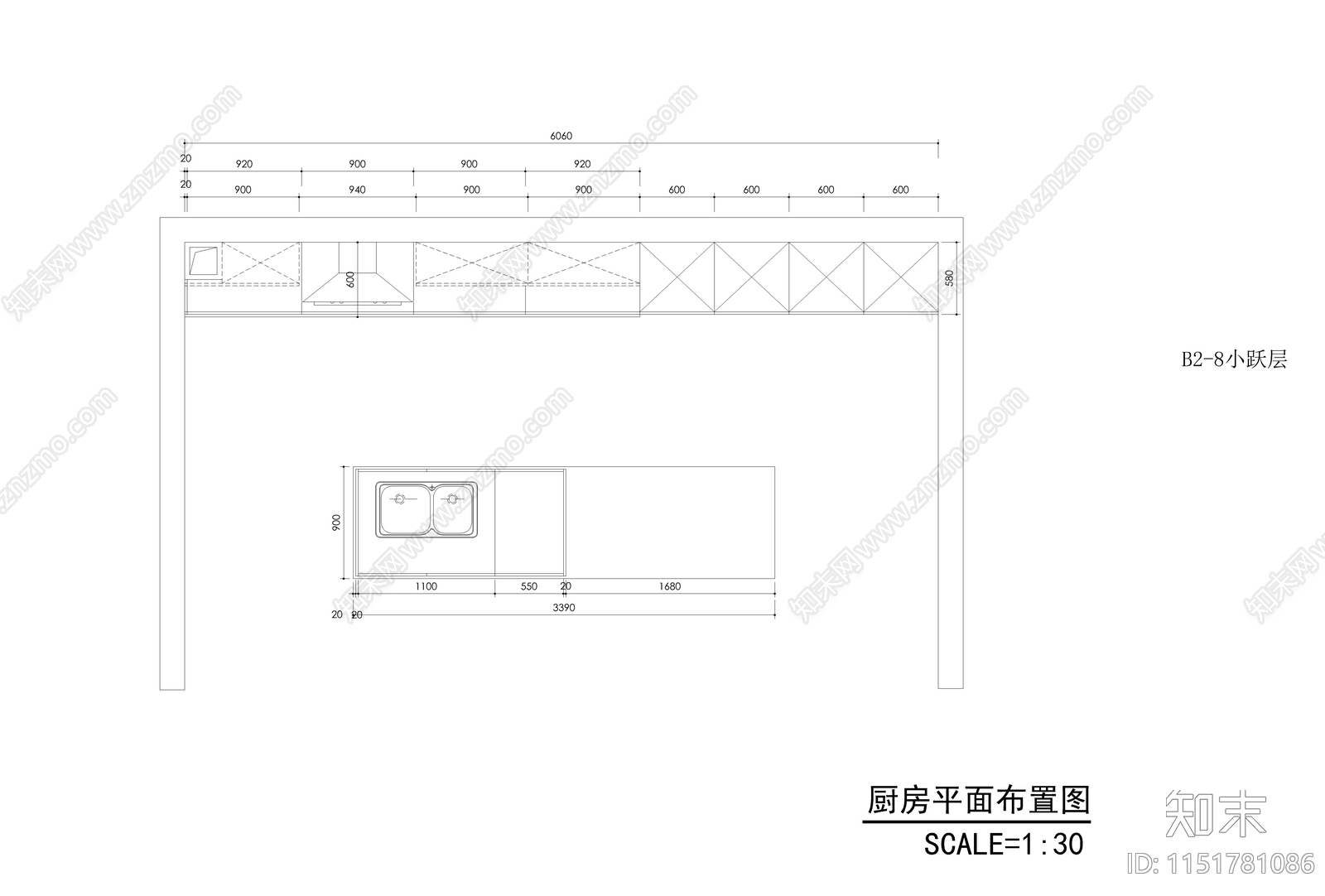 3套橱柜cad施工图下载【ID:1151781086】