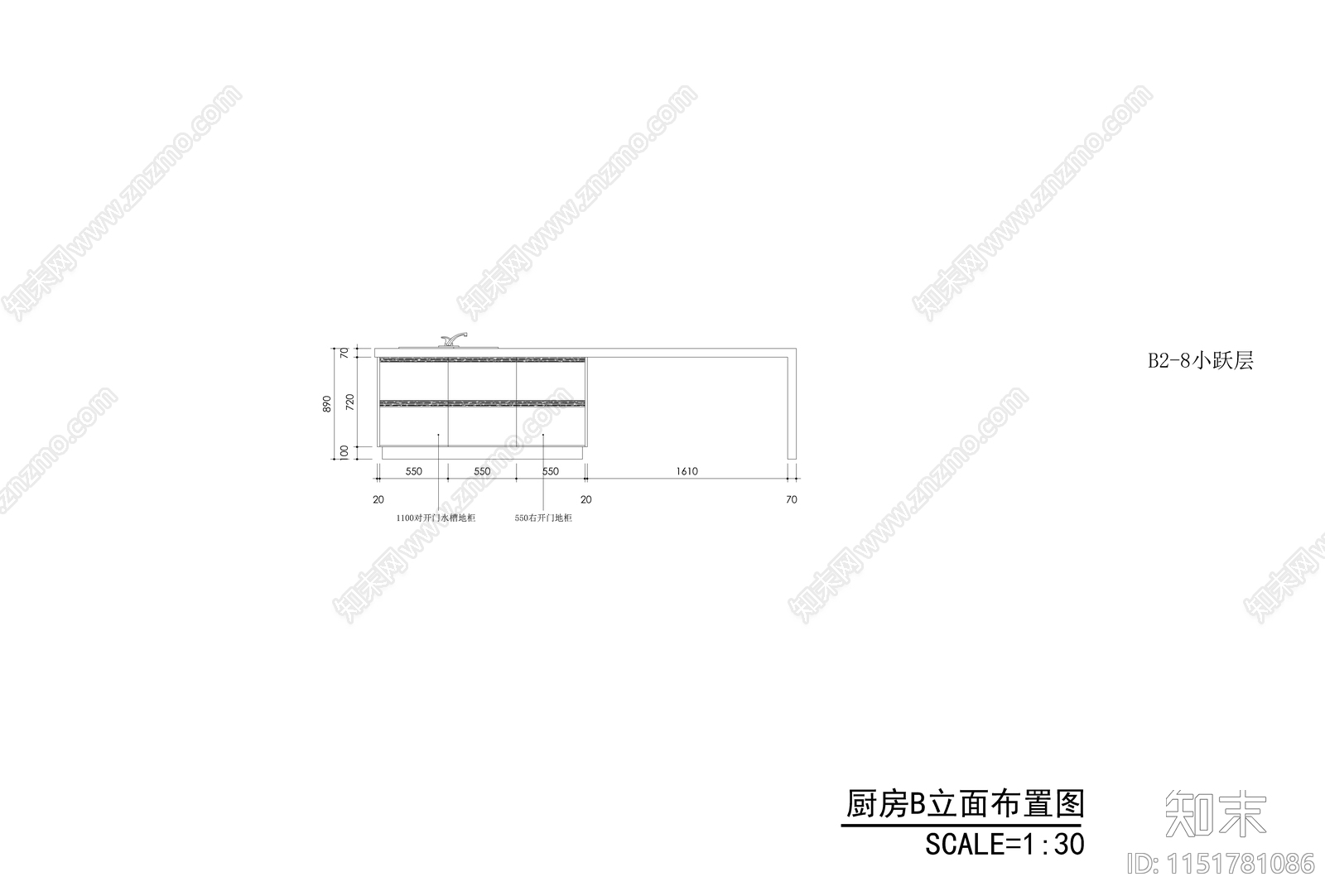 3套橱柜cad施工图下载【ID:1151781086】