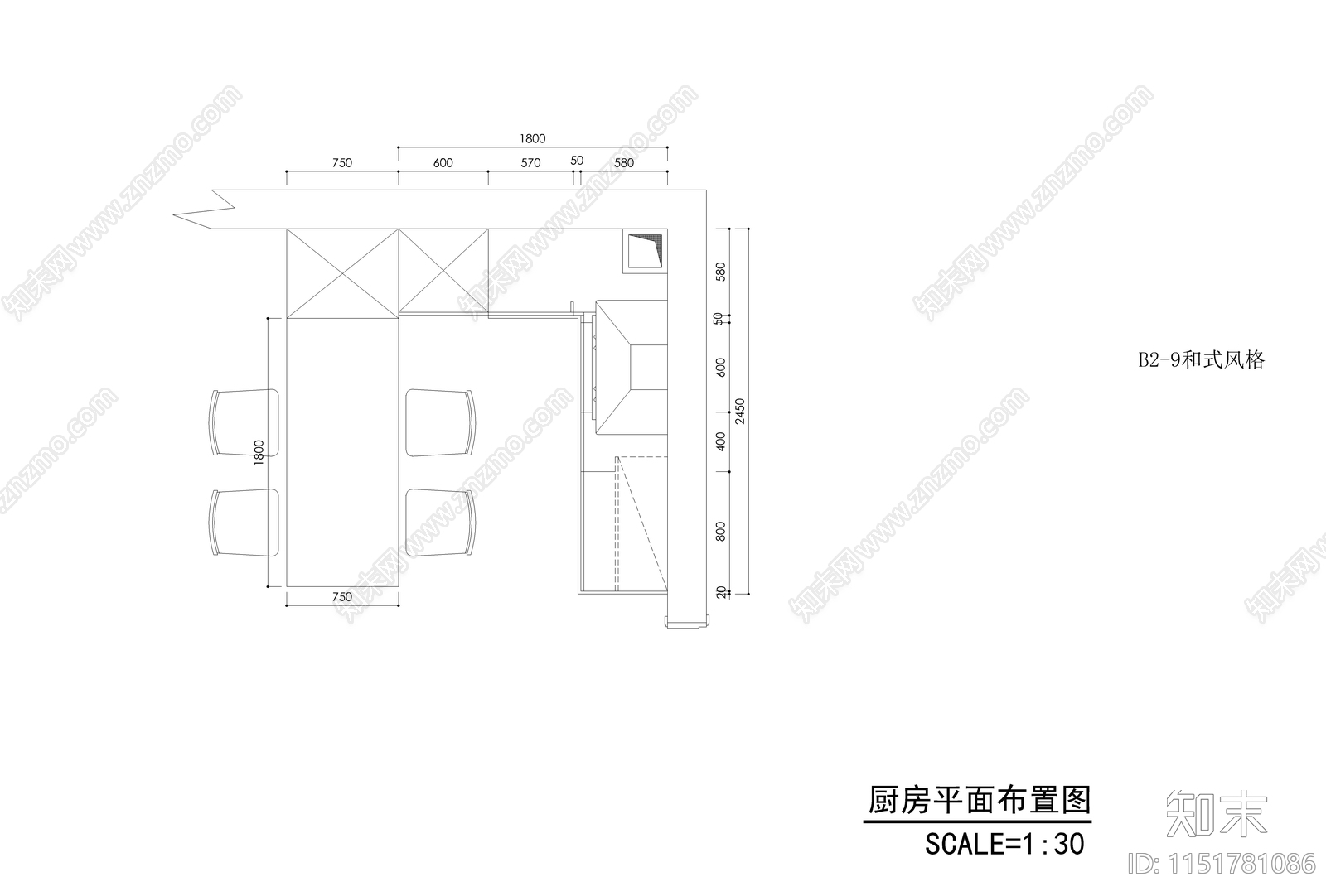 3套橱柜cad施工图下载【ID:1151781086】