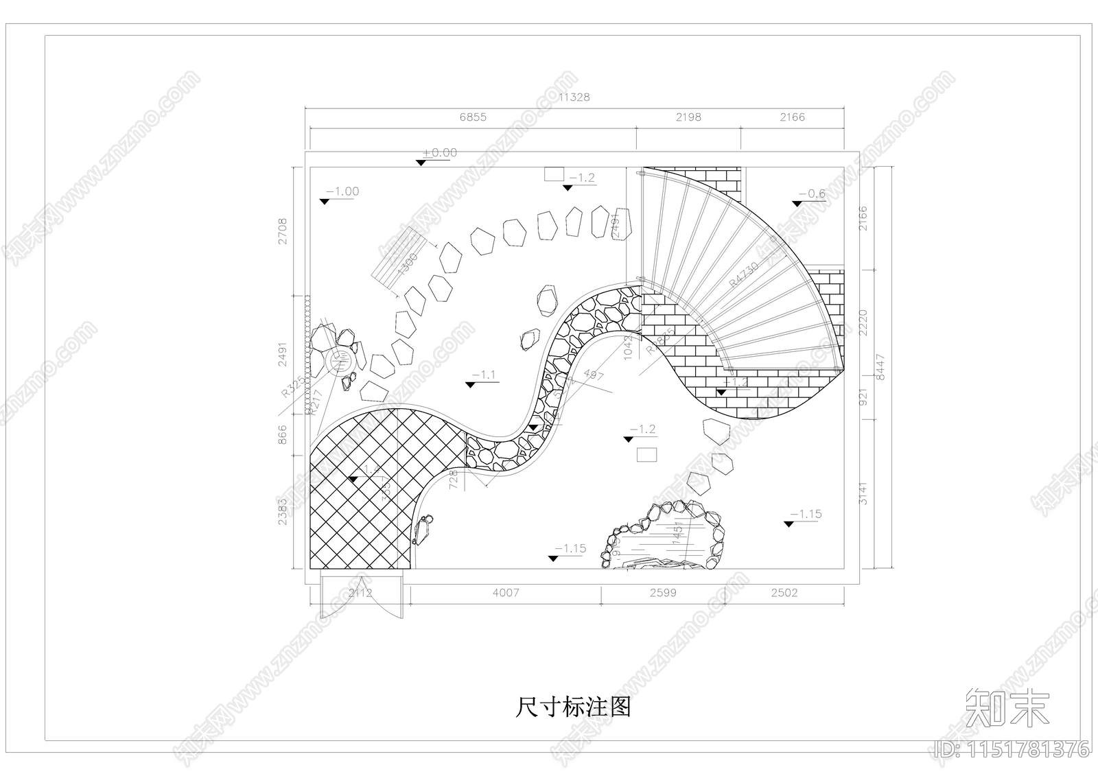 现代别墅庭院小花园景观平面图施工图下载【ID:1151781376】