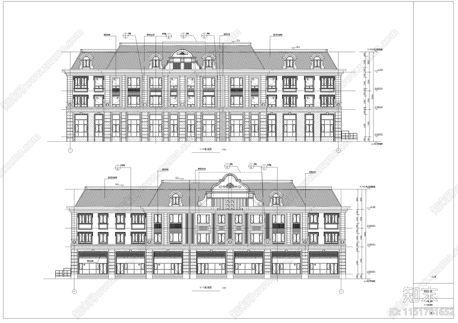 欧式商业街区建筑方案设计cad施工图下载【ID:1151781652】