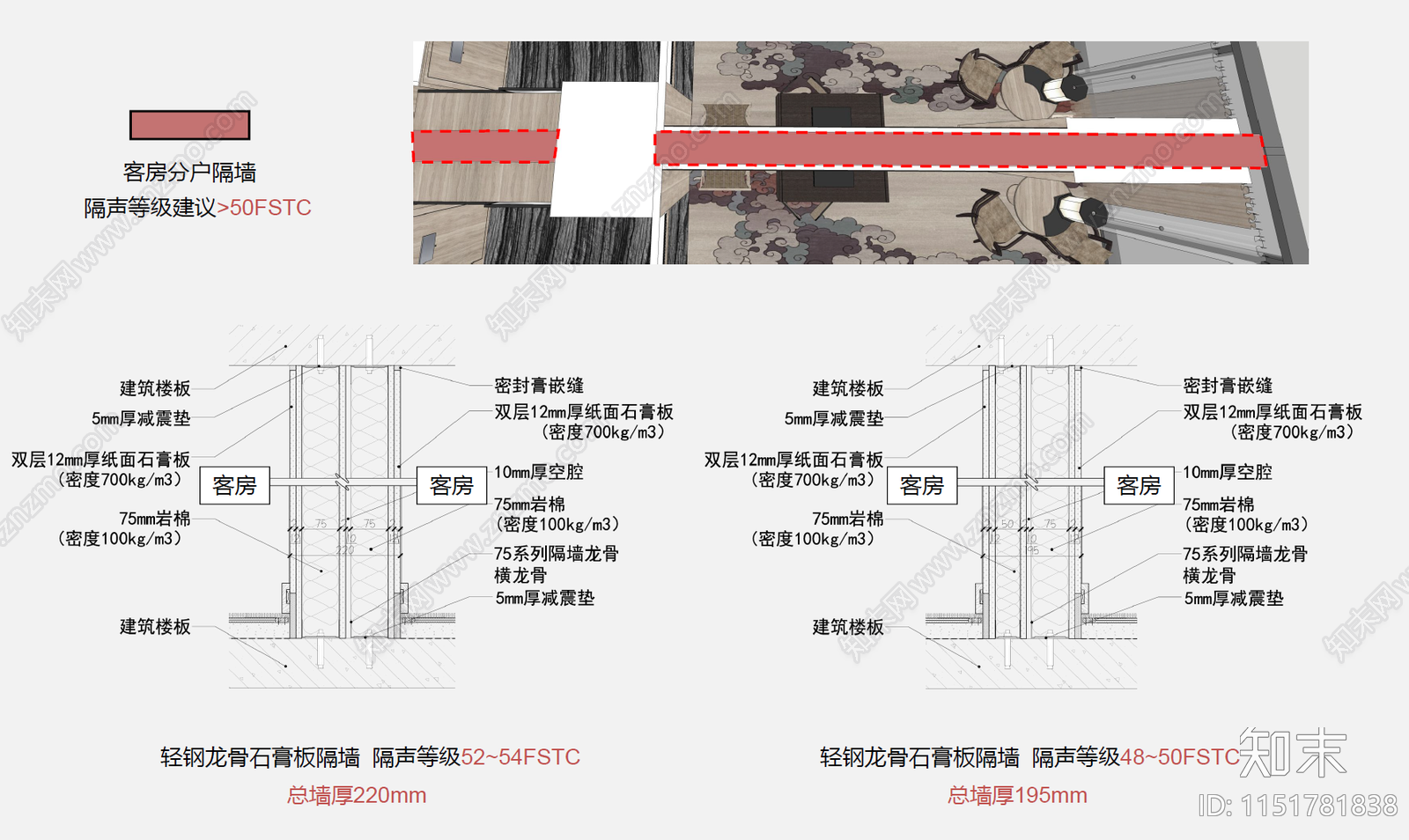 酒店隔墙声学设计cad施工图下载【ID:1151781838】