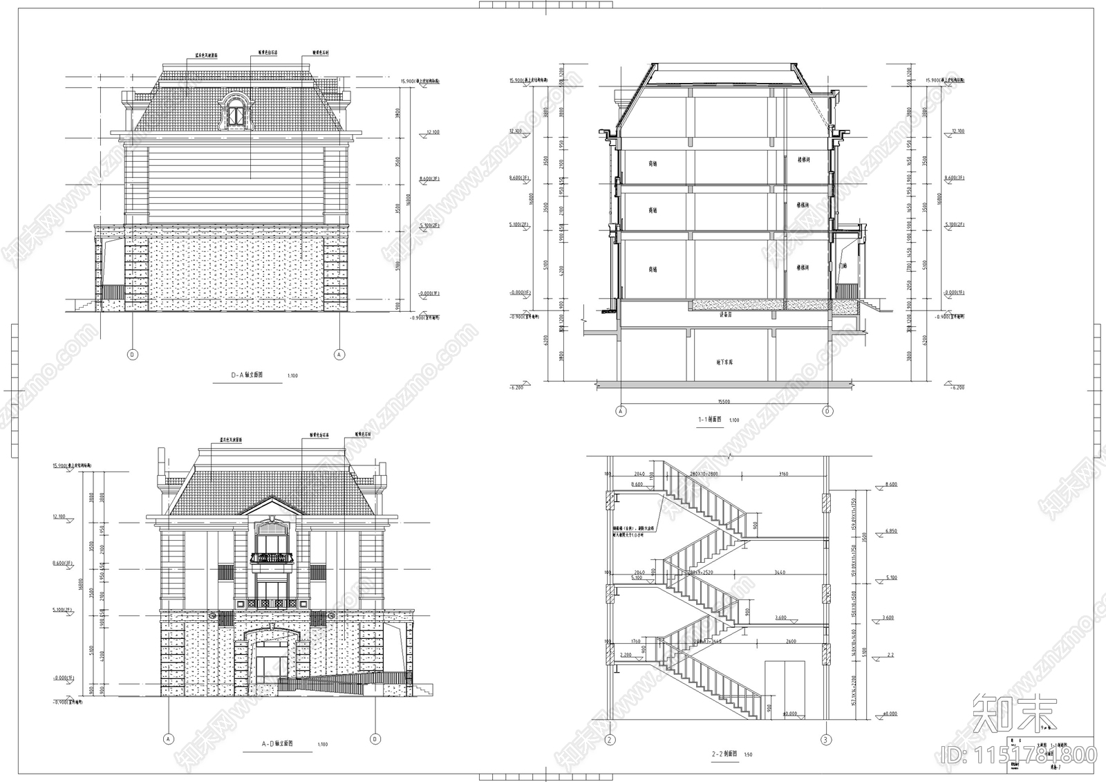 欧式商业街区建筑方案设计cad施工图下载【ID:1151781800】