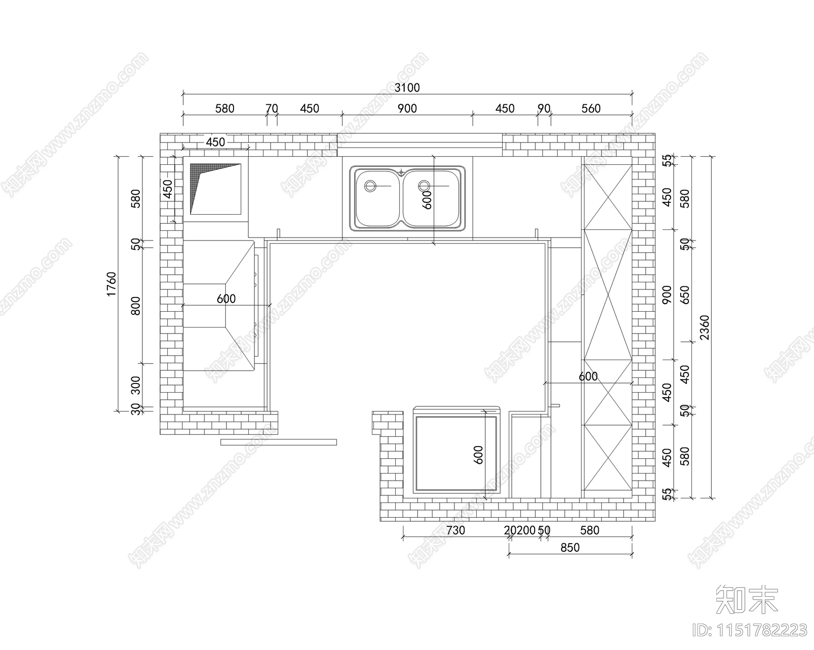 橱柜设计cad施工图下载【ID:1151782223】