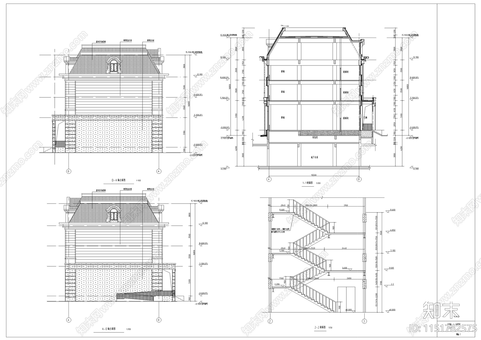 欧式商业街区建筑方案设计cad施工图下载【ID:1151782575】