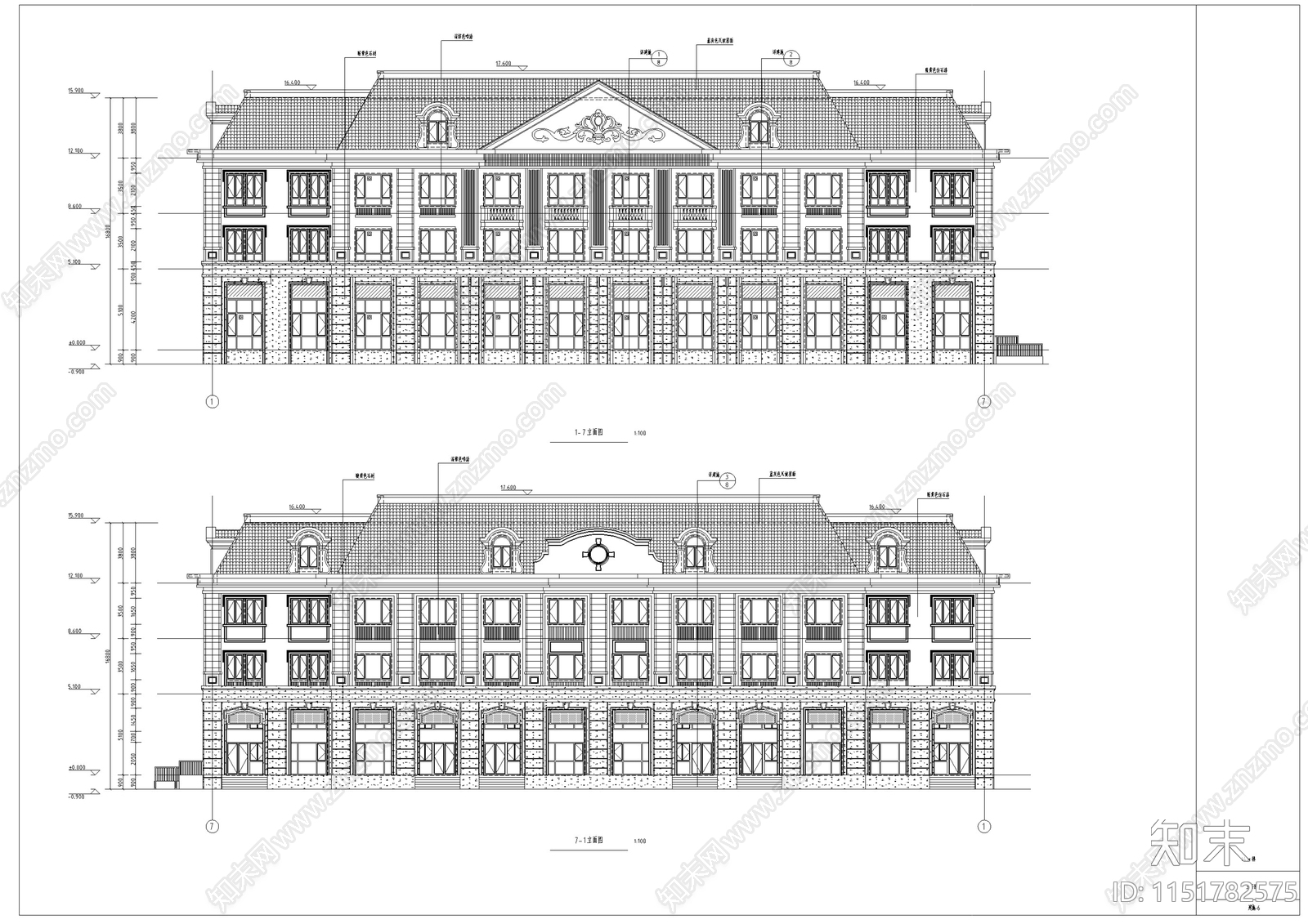 欧式商业街区建筑方案设计cad施工图下载【ID:1151782575】