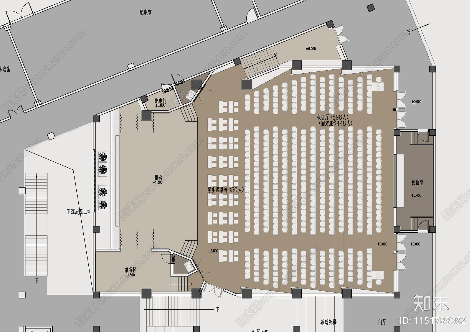 500人大型学术报告厅室内cad施工图下载【ID:1151783092】