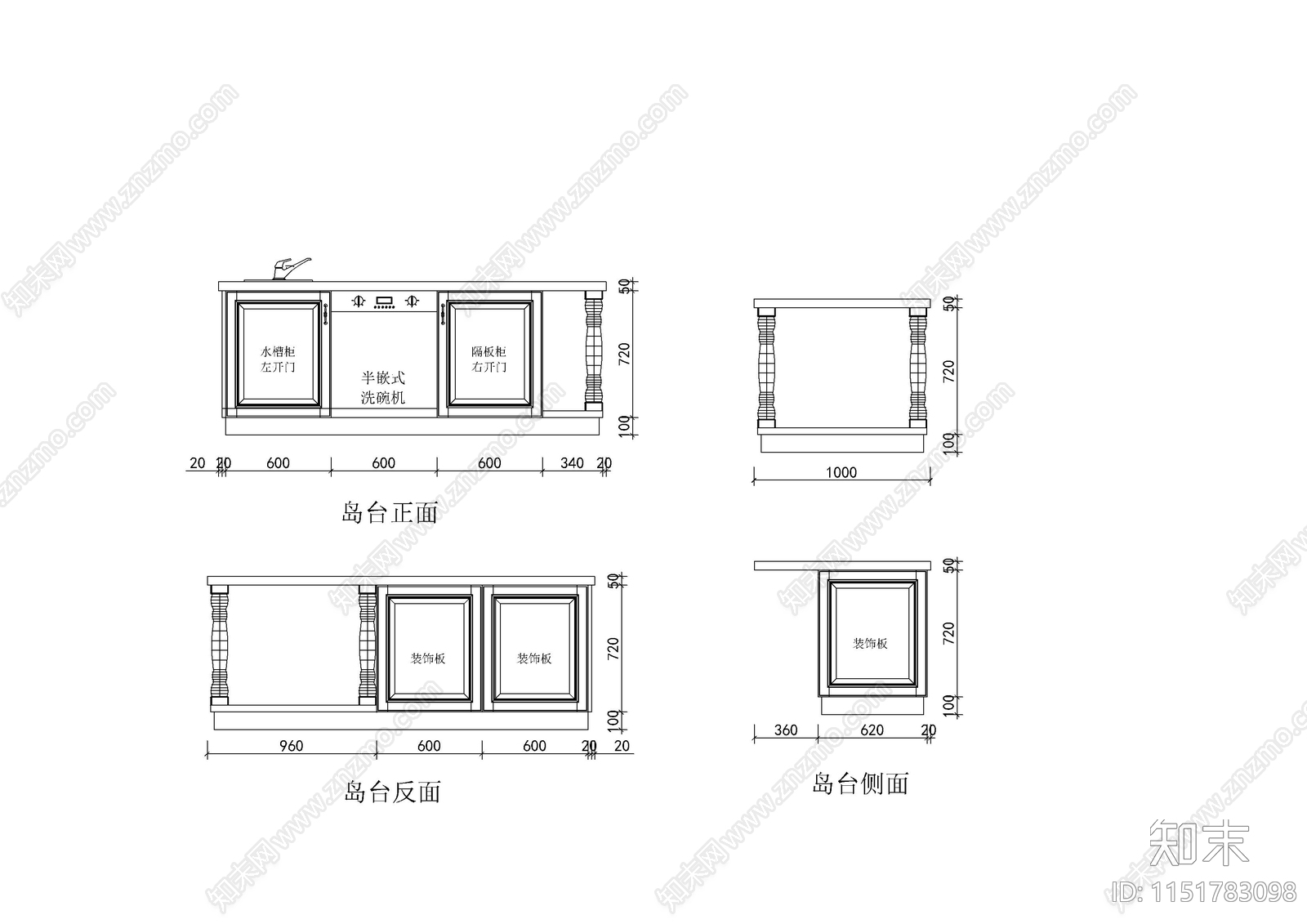 中西橱柜设计cad施工图下载【ID:1151783098】