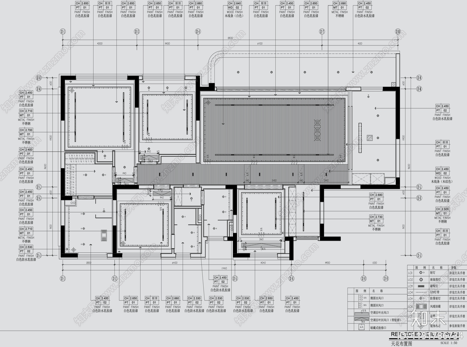 中铁建兰草坝02号地块180户型样板间精装房cad施工图下载【ID:1151786734】