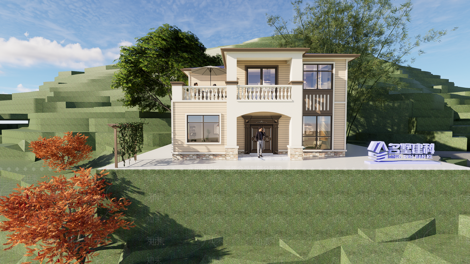 现代2层简约自建房SU模型下载【ID:1152585725】