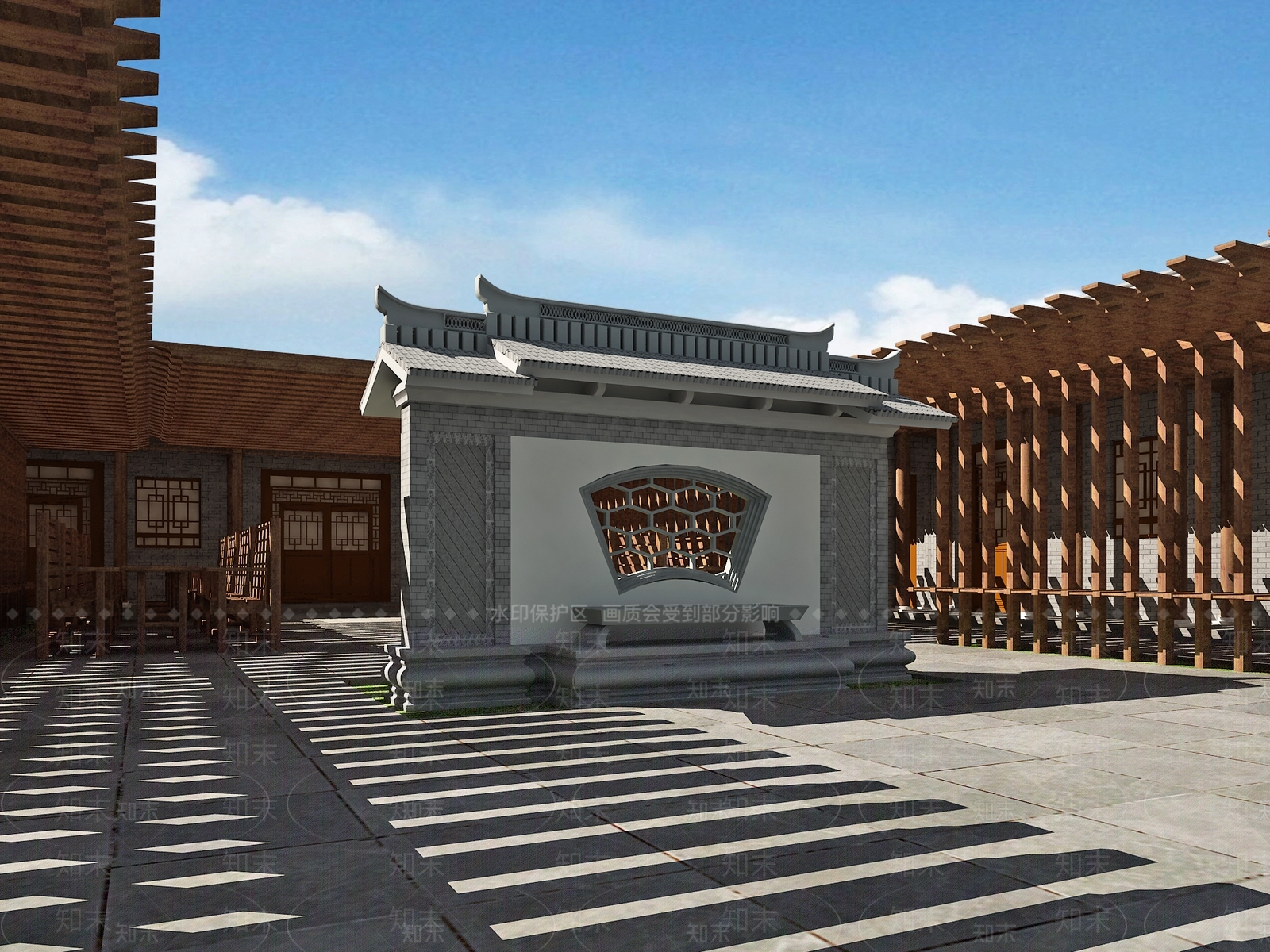 中式乡村庭院SU模型下载【ID:1151977807】