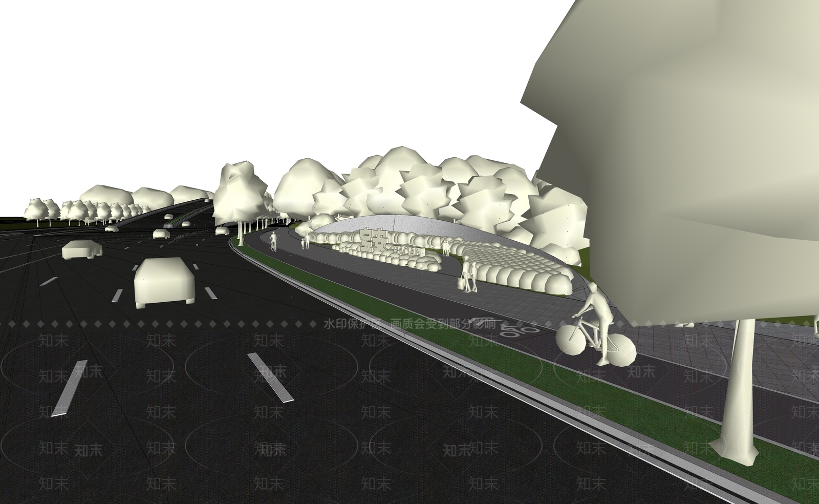 现代道路入口景观SU模型下载【ID:1151788107】