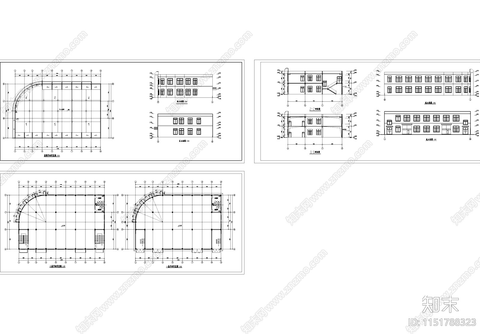 二层工业厂房车间建筑cad施工图下载【ID:1151788323】