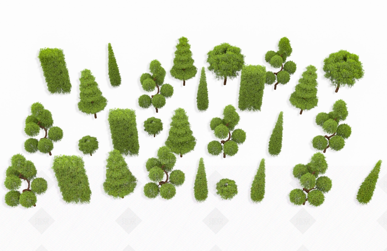 景观松树柏树灌木组合SU模型下载【ID:1151788634】