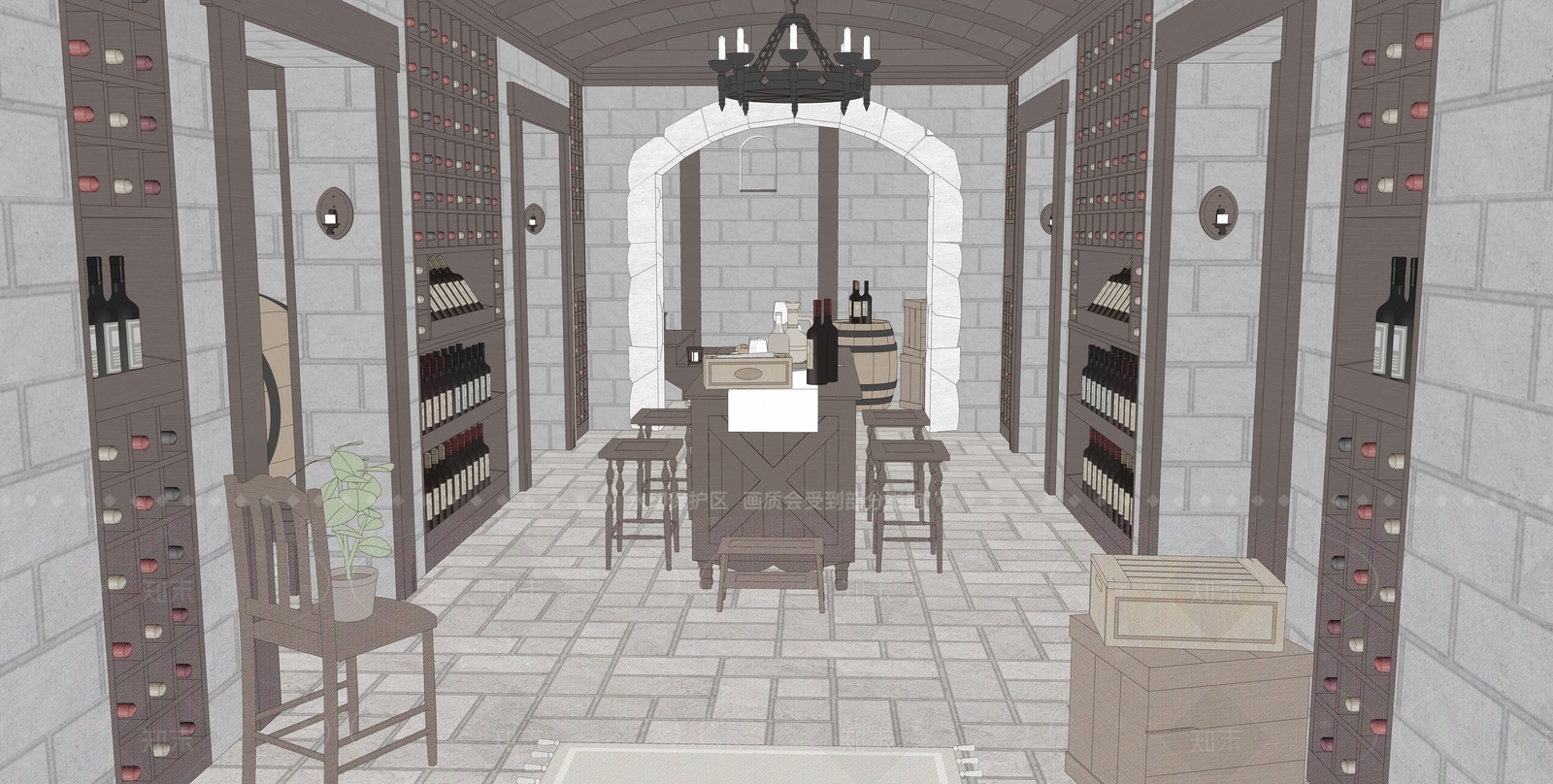 法式20世纪风格酒窖SU模型下载【ID:1151789247】