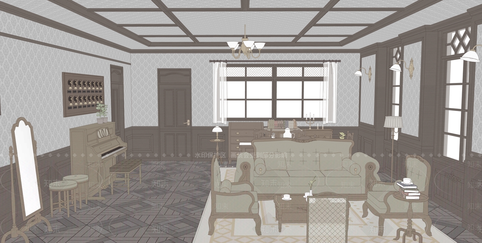 欧式玄关SU模型下载【ID:1222308704】