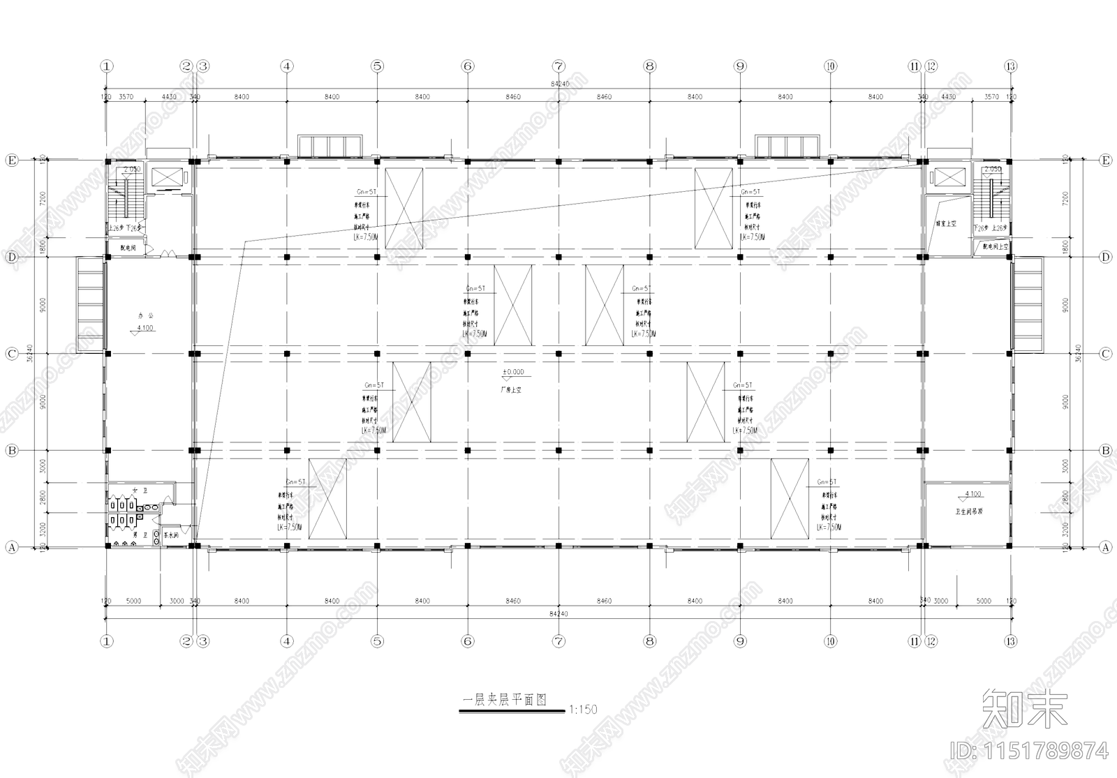 工业车间厂房建筑施工图集cad施工图下载【ID:1151789874】