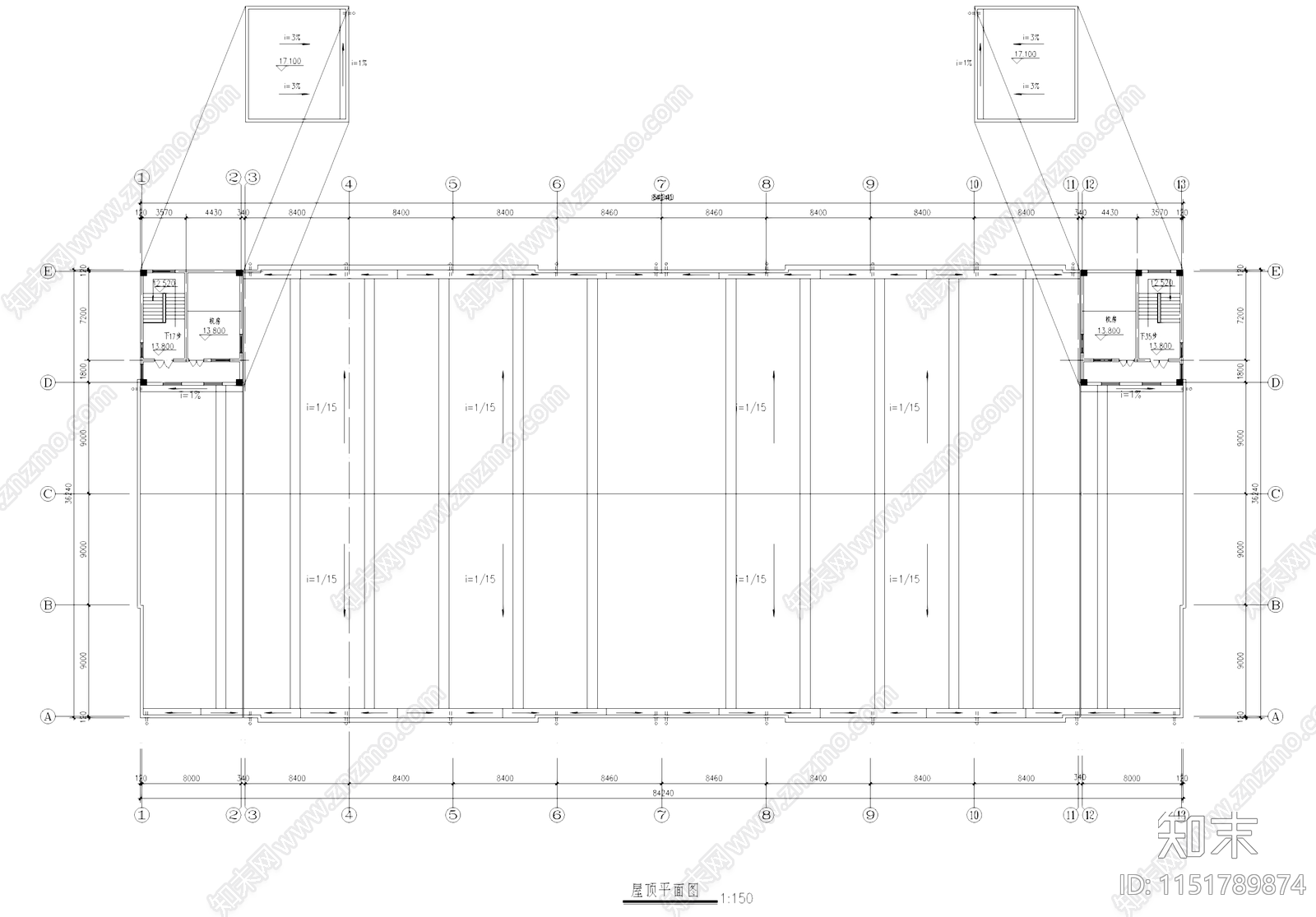 工业车间厂房建筑施工图集cad施工图下载【ID:1151789874】