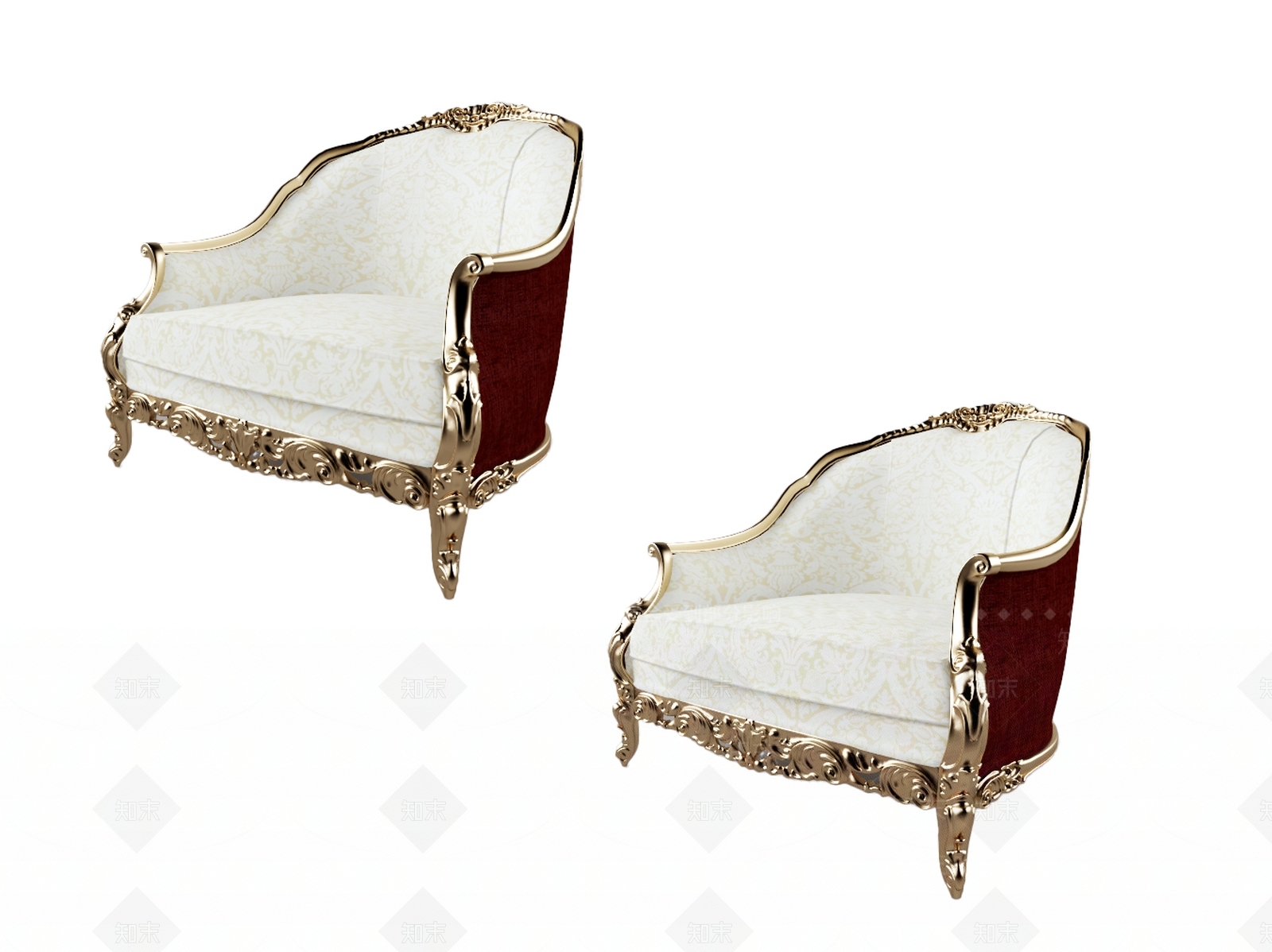 欧式古典单人沙发3D模型下载【ID:1151791192】