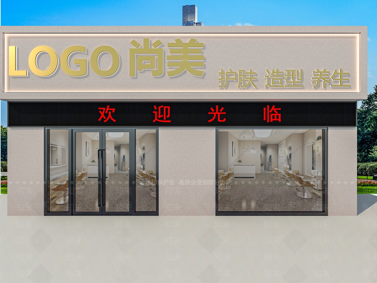 现代门头门面3D模型下载【ID:1151792204】