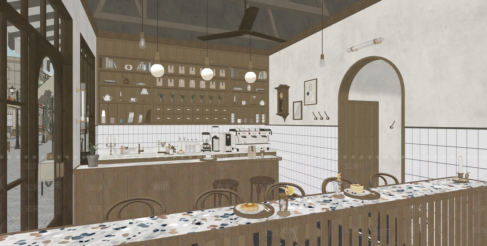 欧式咖啡馆SU模型下载【ID:1151792132】