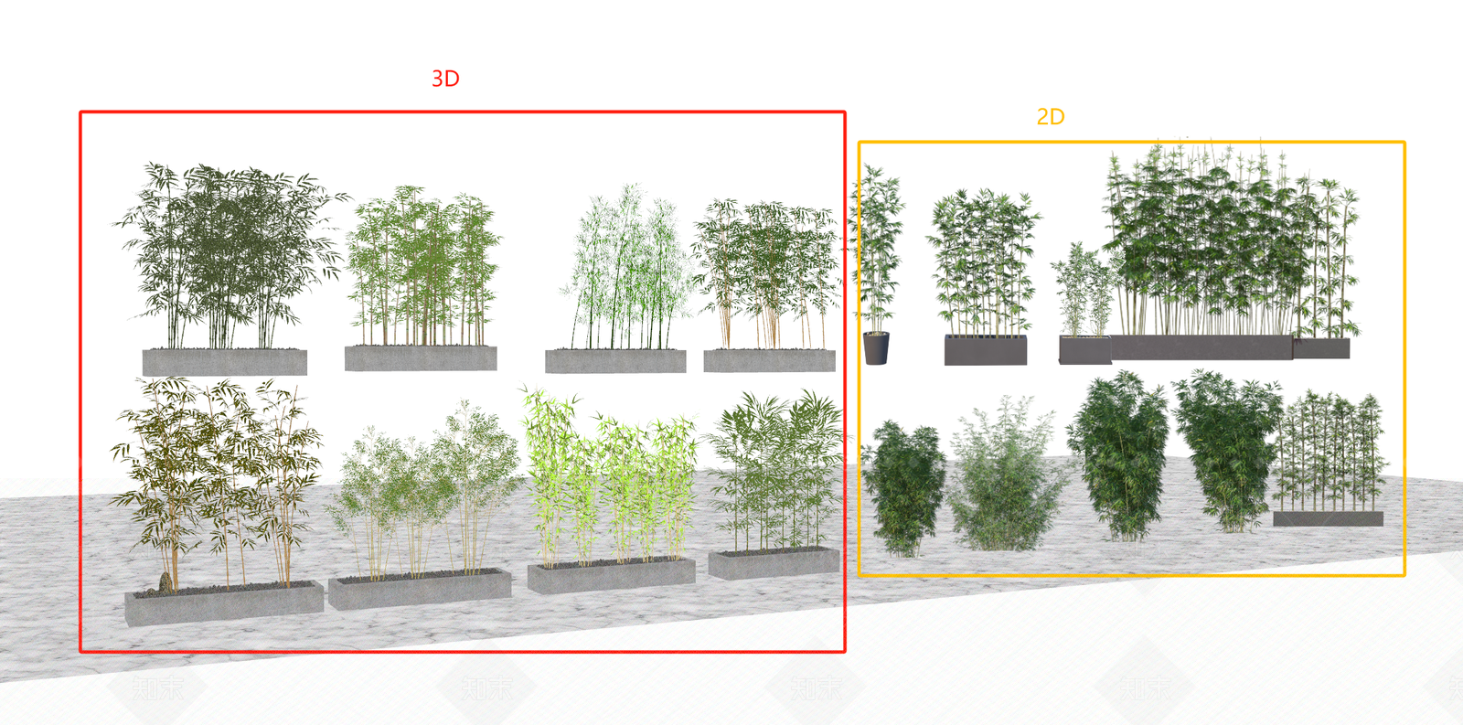 3D和2D竹子摆盆SU模型下载【ID:1151794926】