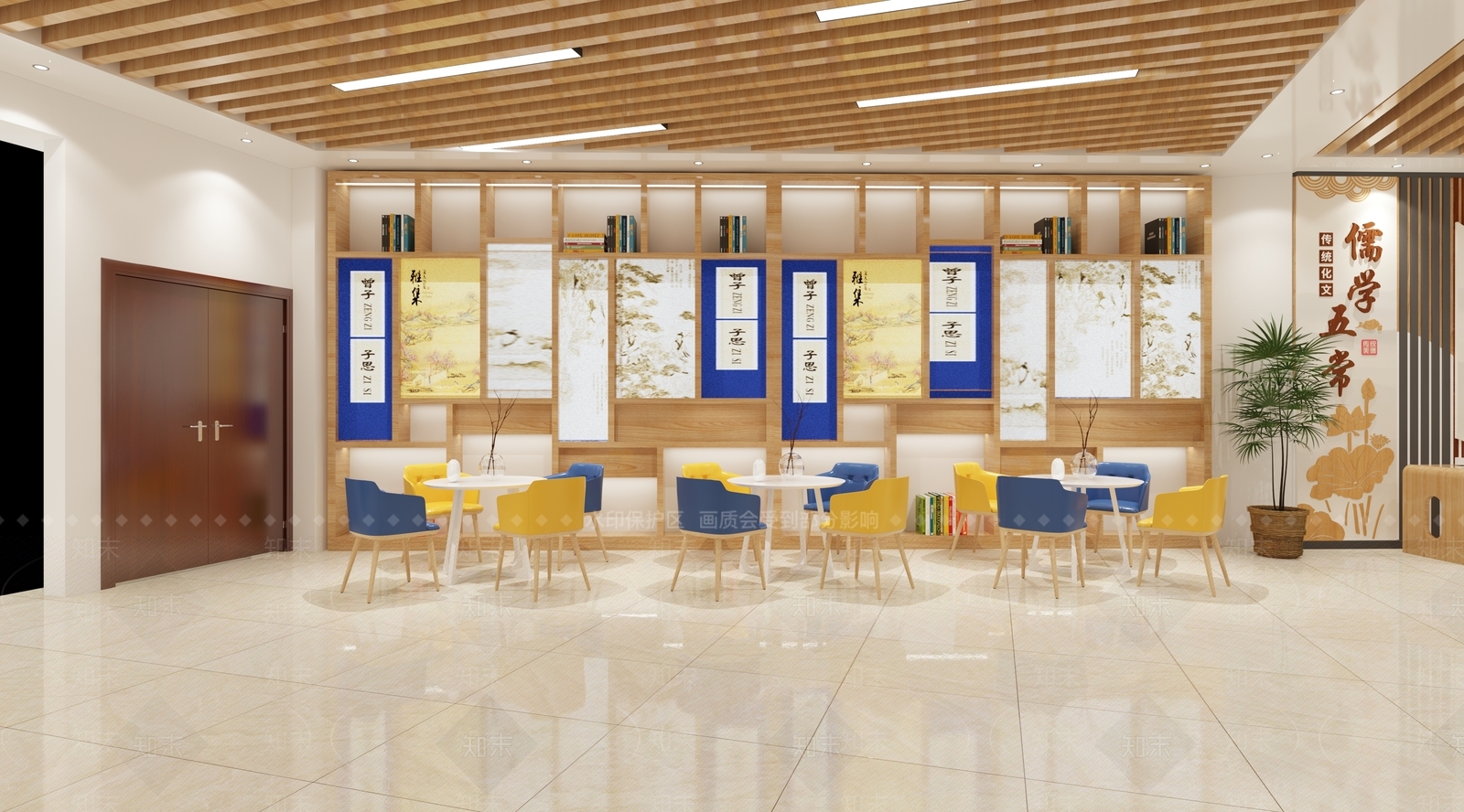 新中式图书馆阅览室3D模型下载【ID:1151795224】