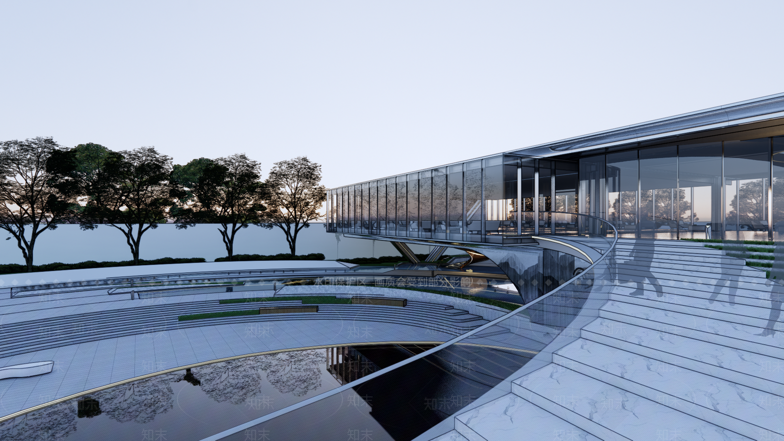 现代展览馆建筑SU模型下载【ID:1151795580】
