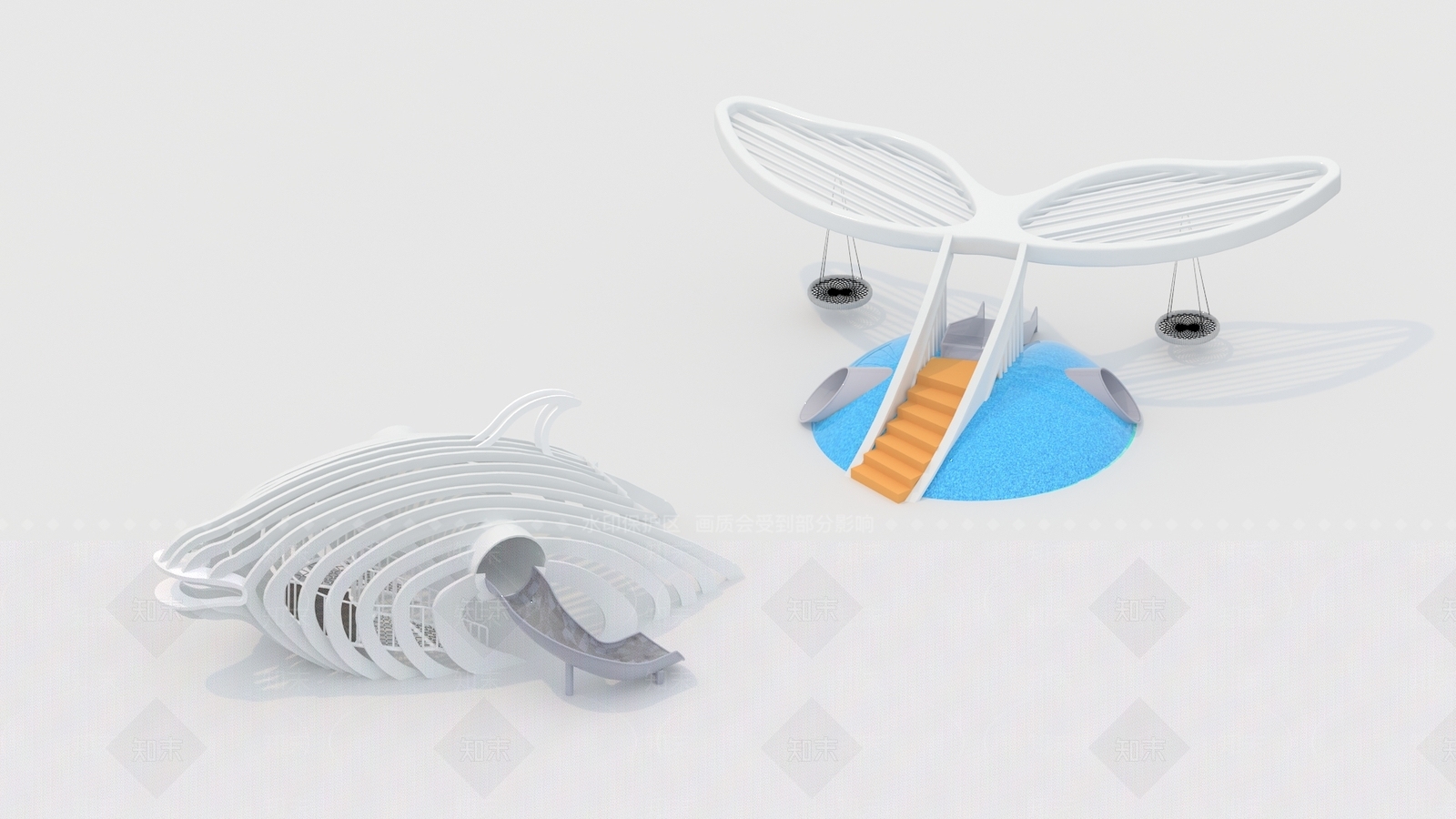 鲸鱼滑梯游乐设备3D模型下载【ID:1151799605】