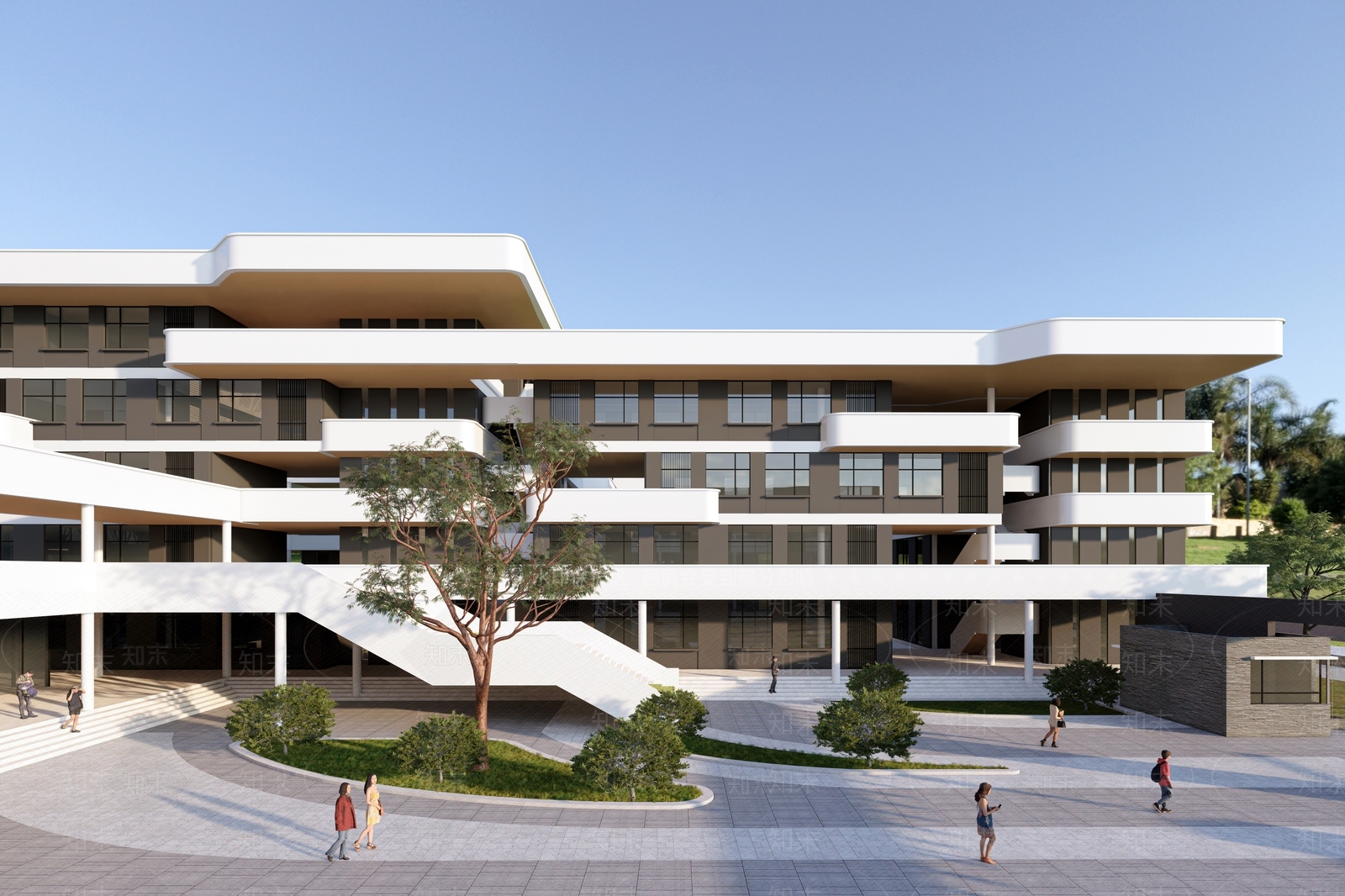 现代学校建筑SU模型精品下载_SketchUp模型_知末网