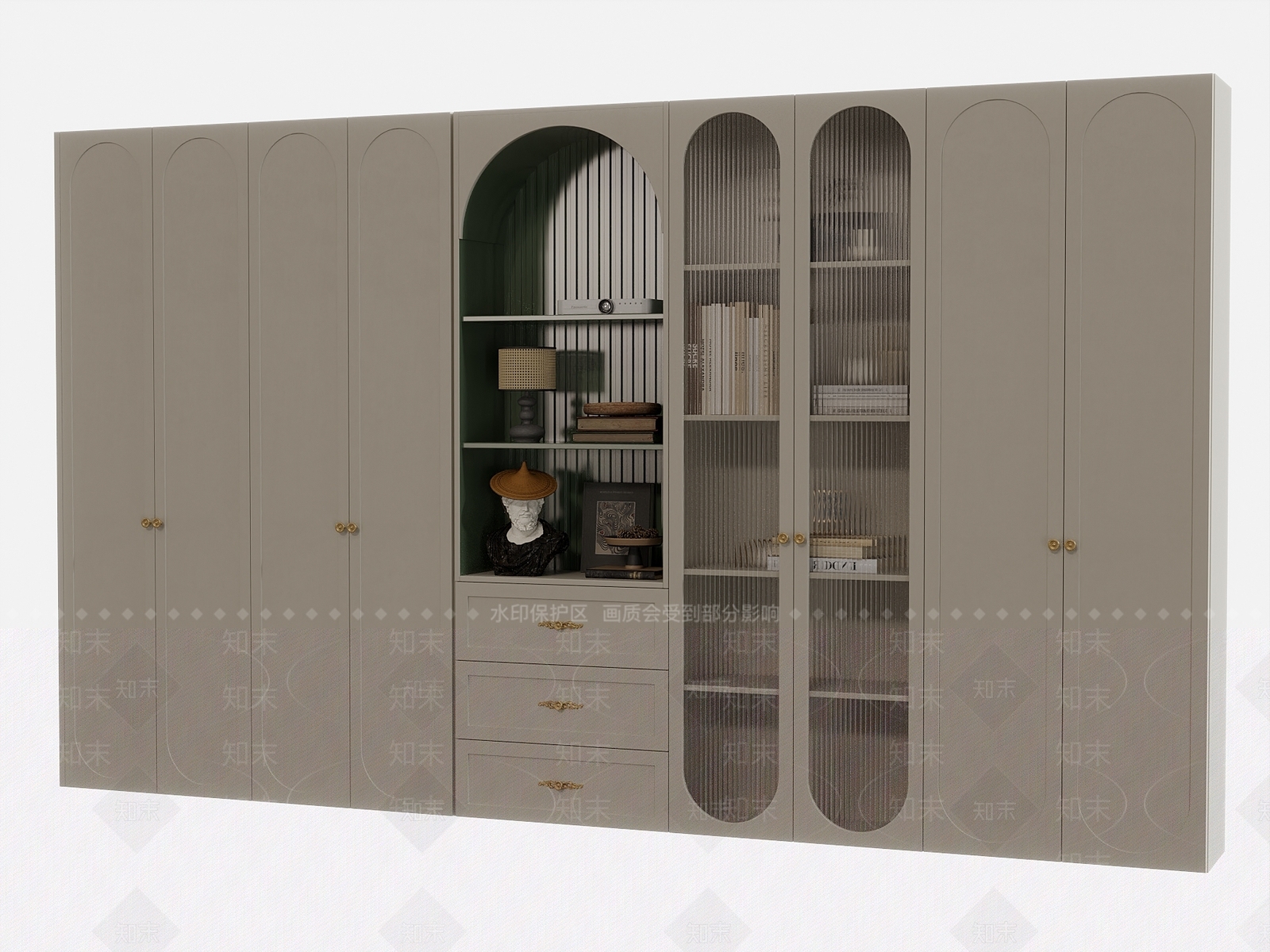 法式书柜3D模型下载【ID:1151807406】