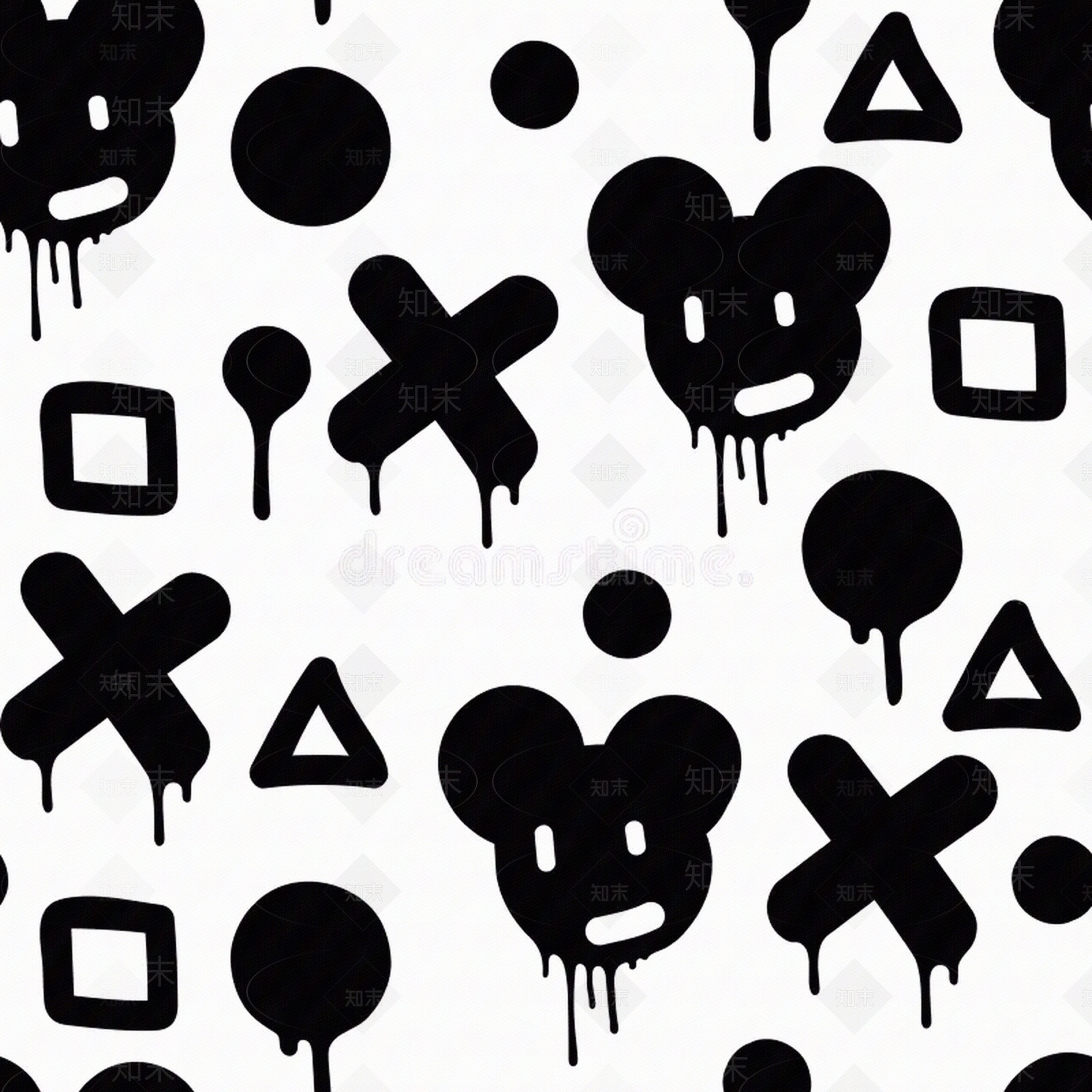 无缝黑白卡通凹凸壁纸贴图下载【ID:1151807433】
